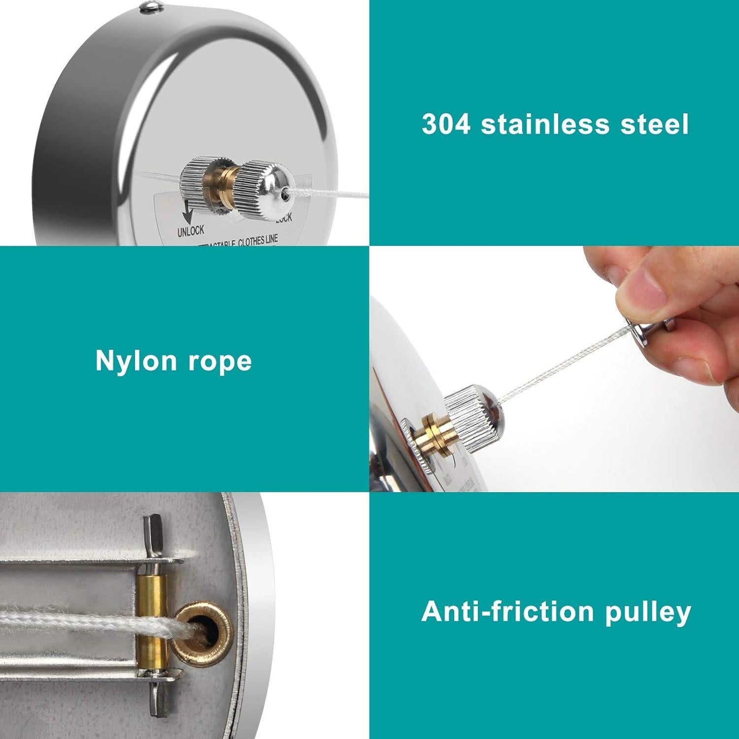 Cuerda de Ropa Retráctil Coolrunner 2.9m Alta Resistencia 15kg