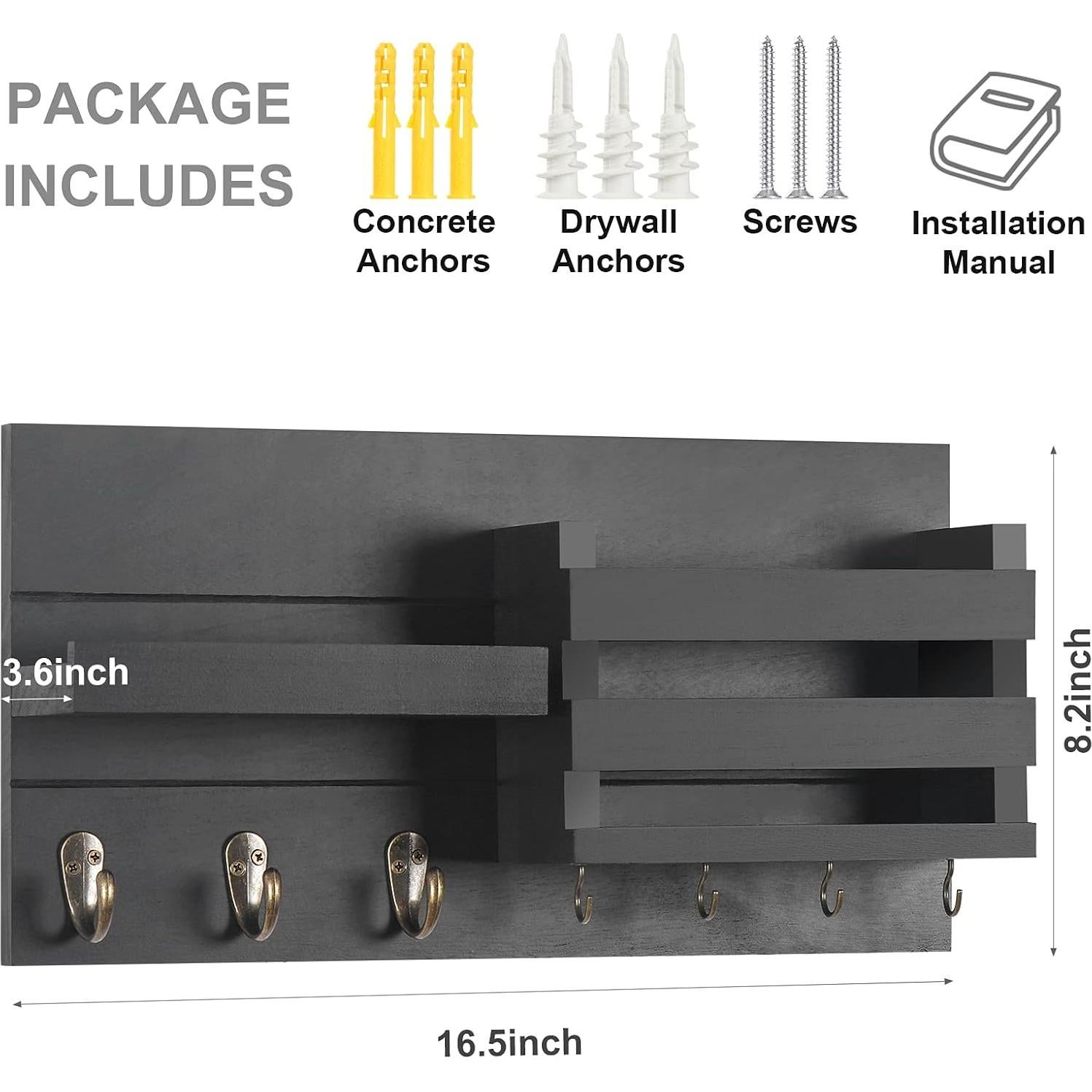 Organizador de correo y llaves Lwenki - Madera rústica 9 kg