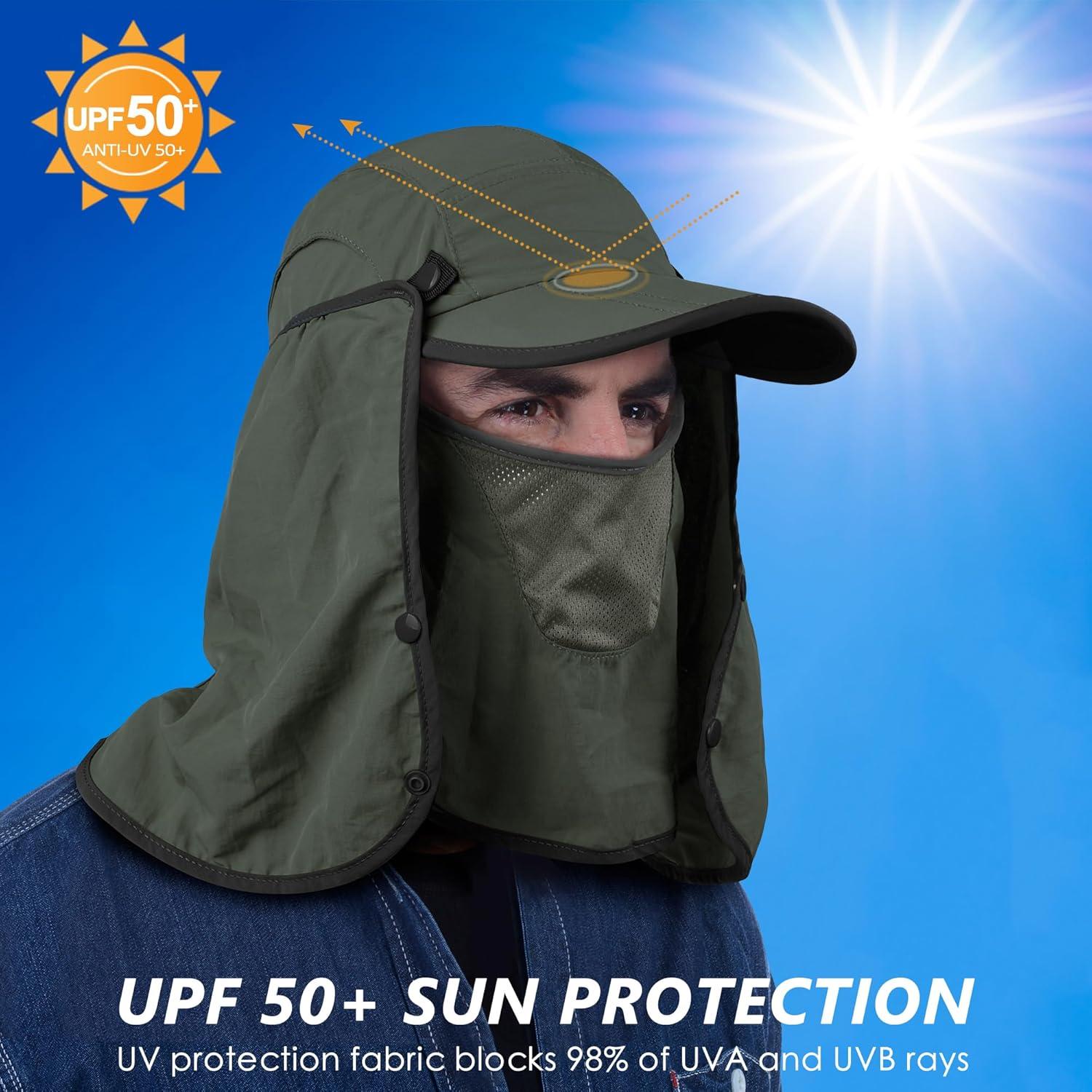 Sombrero de Pesca Plegable GADIEMKENSD UPF 50+ Verde Ejercito