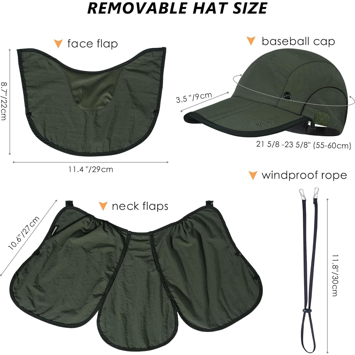 Sombrero de Pesca Plegable GADIEMKENSD UPF 50+ Verde Ejercito