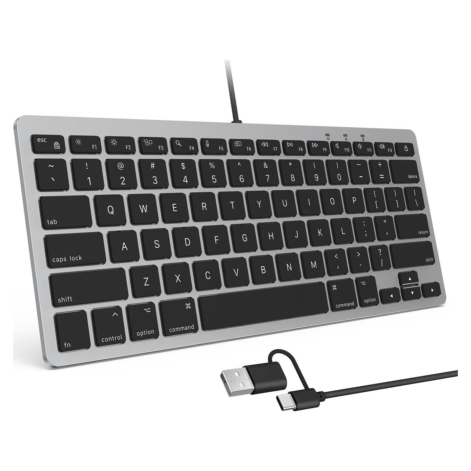 Teclado OMOTON con cable para Mac USB y Type-C Gris
