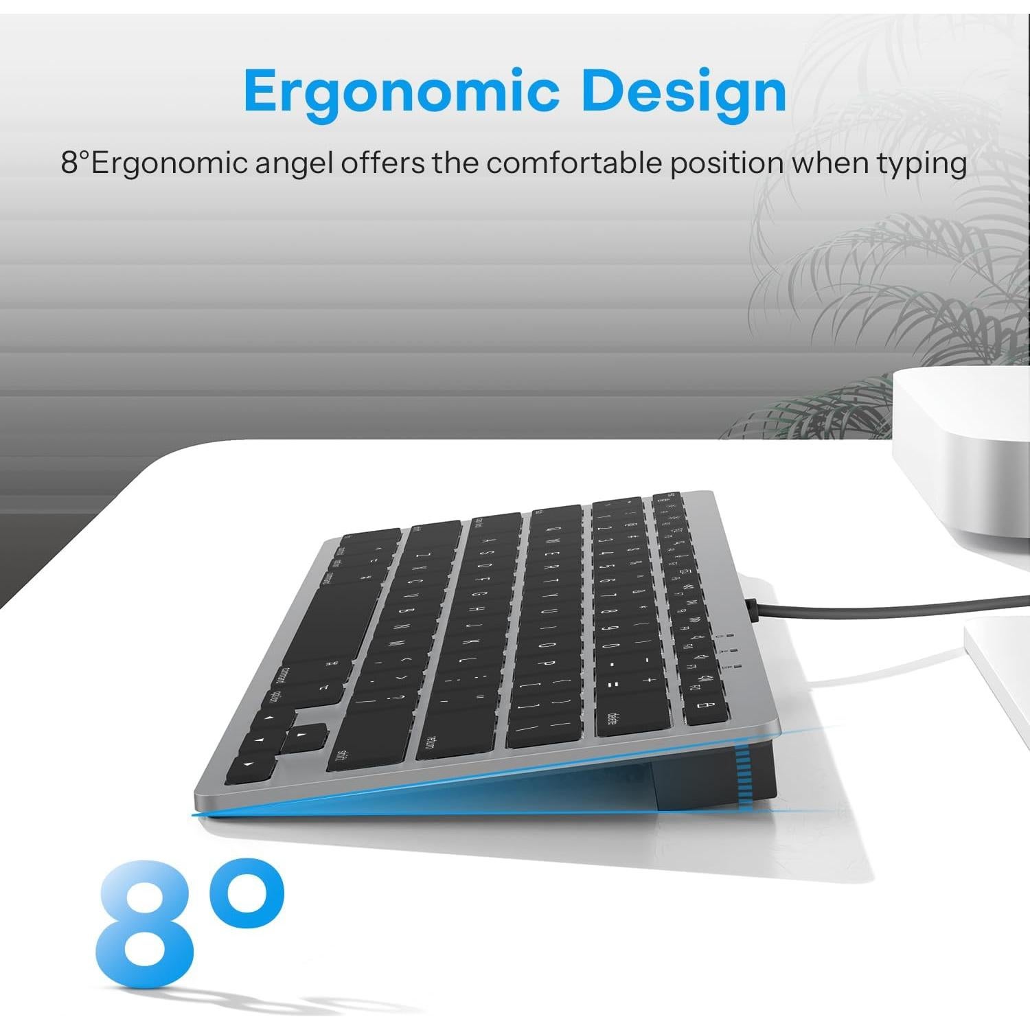 Teclado OMOTON con cable para Mac USB y Type-C Gris