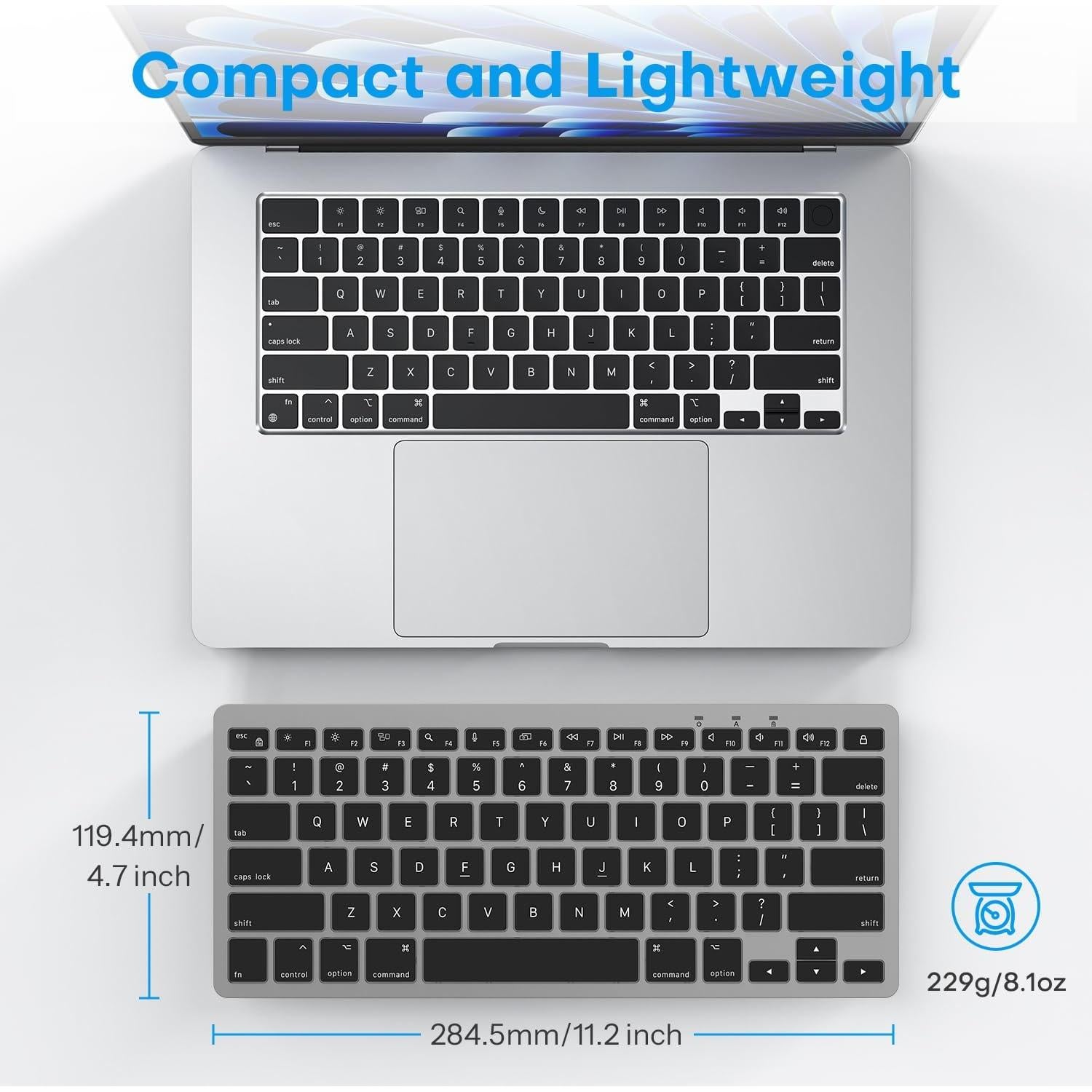 Teclado OMOTON con cable para Mac USB y Type-C Gris