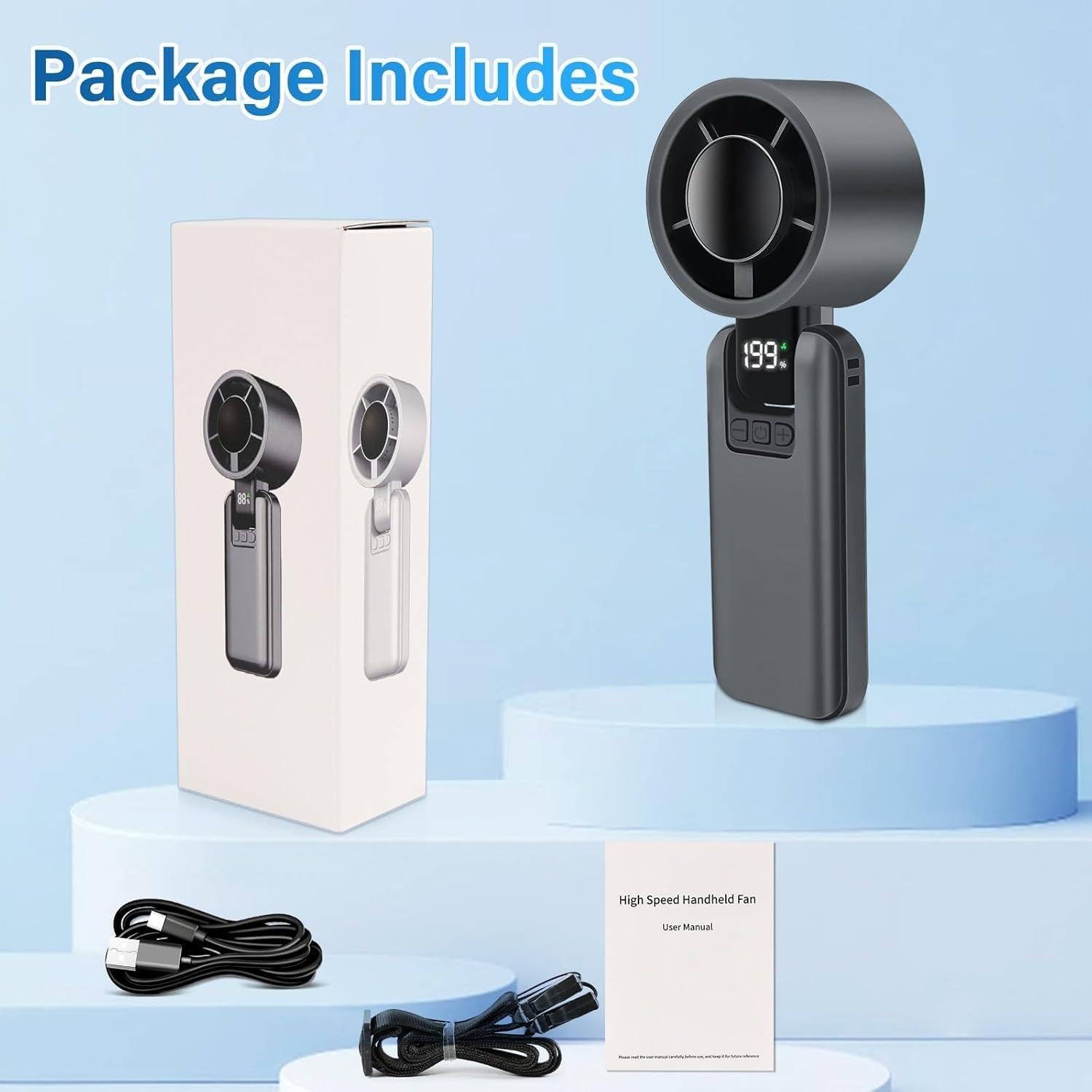 Ventilador Turbo Portátil AuraliBrite G01 15000RPM Plegable 180°