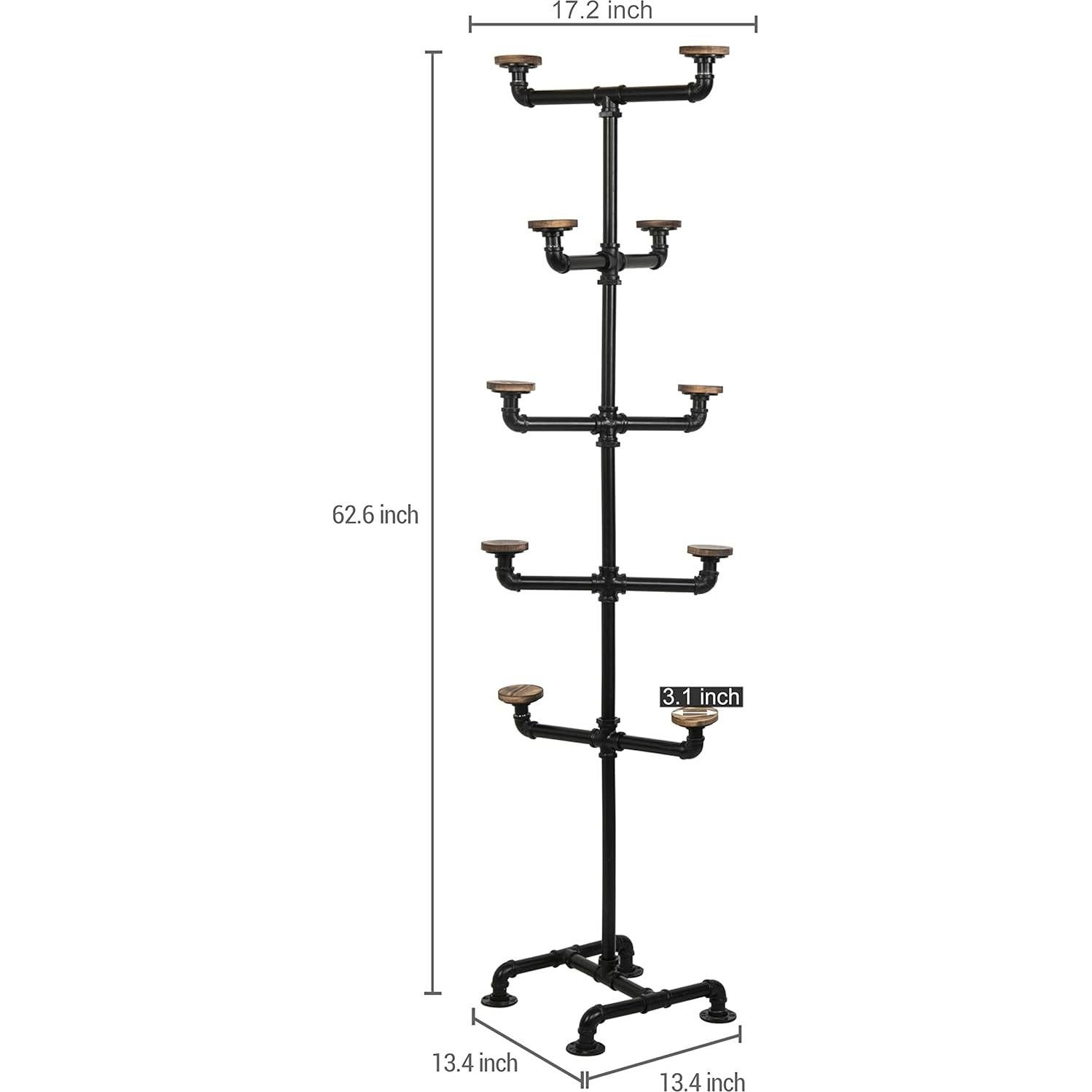 Soporte para Sombreros MyGift de Metal Negro con 10 Ganchos de Madera