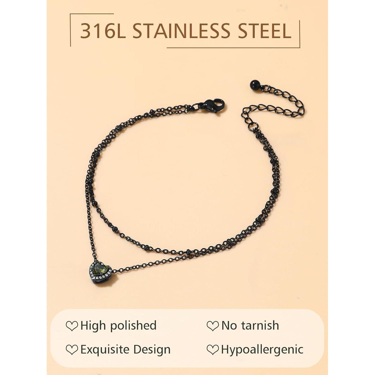 Pulsera de Tobillo Doble Capa FindChic con Piedra de Nacimiento