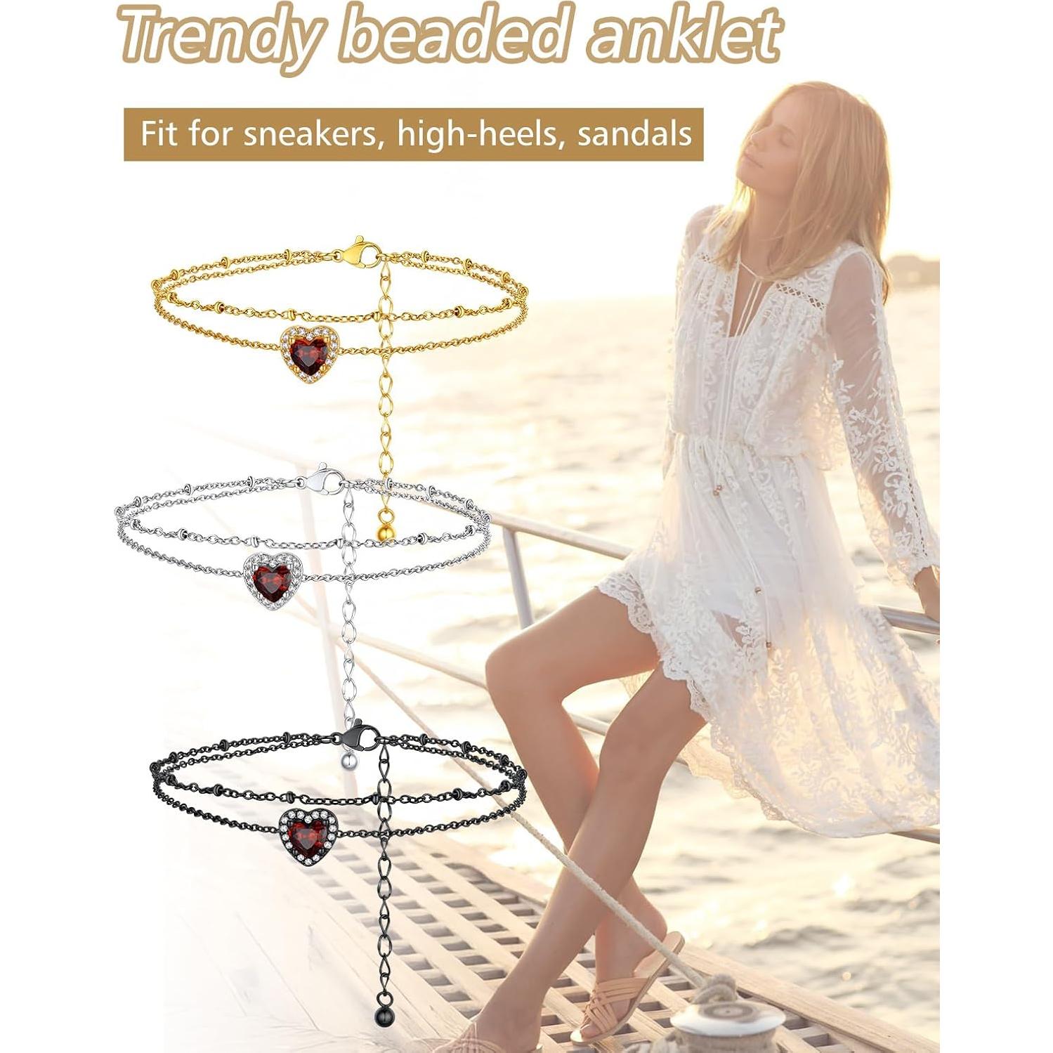 Pulsera de Tobillo Doble Capa FindChic con Piedra de Nacimiento