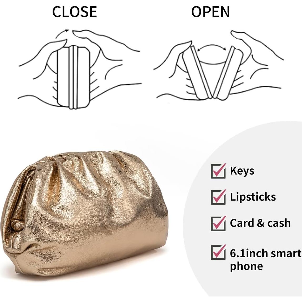 Bolso de Mano de Cuero Vegano PHILOMENA Oro 27.9x8.6cm