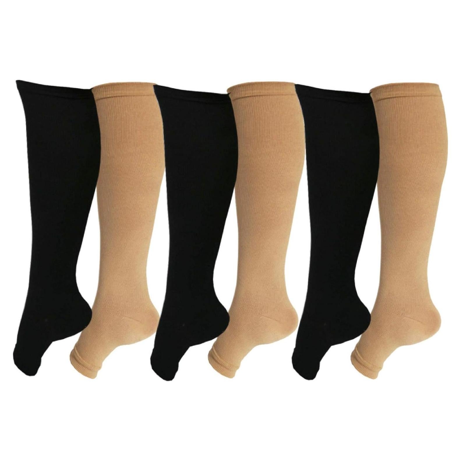 Calcetines de Compresión Abiertos SKUNDU 15-20 mmHg 6 Pares