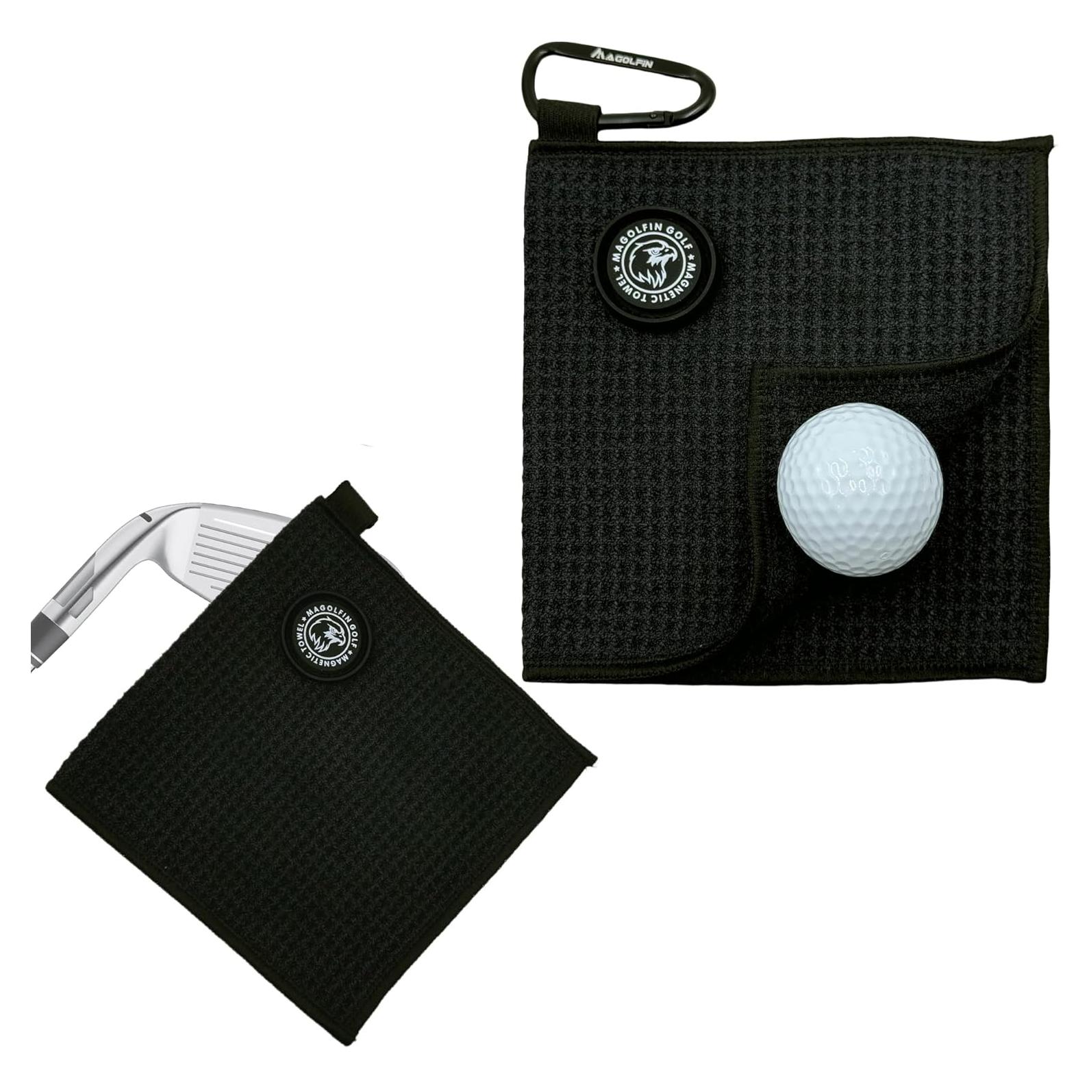 Toalla de Golf Magnética MAGOLFIN Pequeña Microfibra Negra