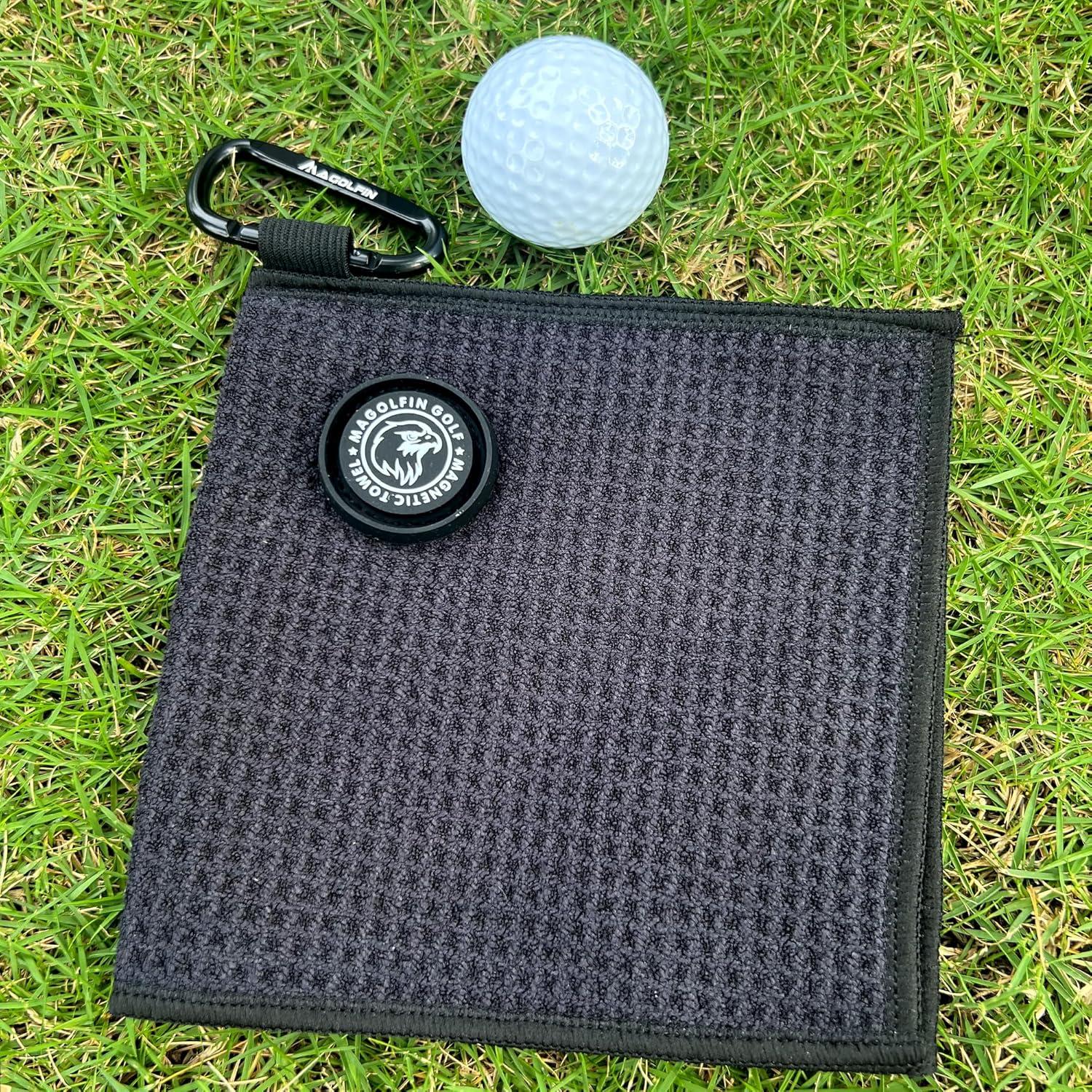 Toalla de Golf Magnética MAGOLFIN Pequeña Microfibra Negra