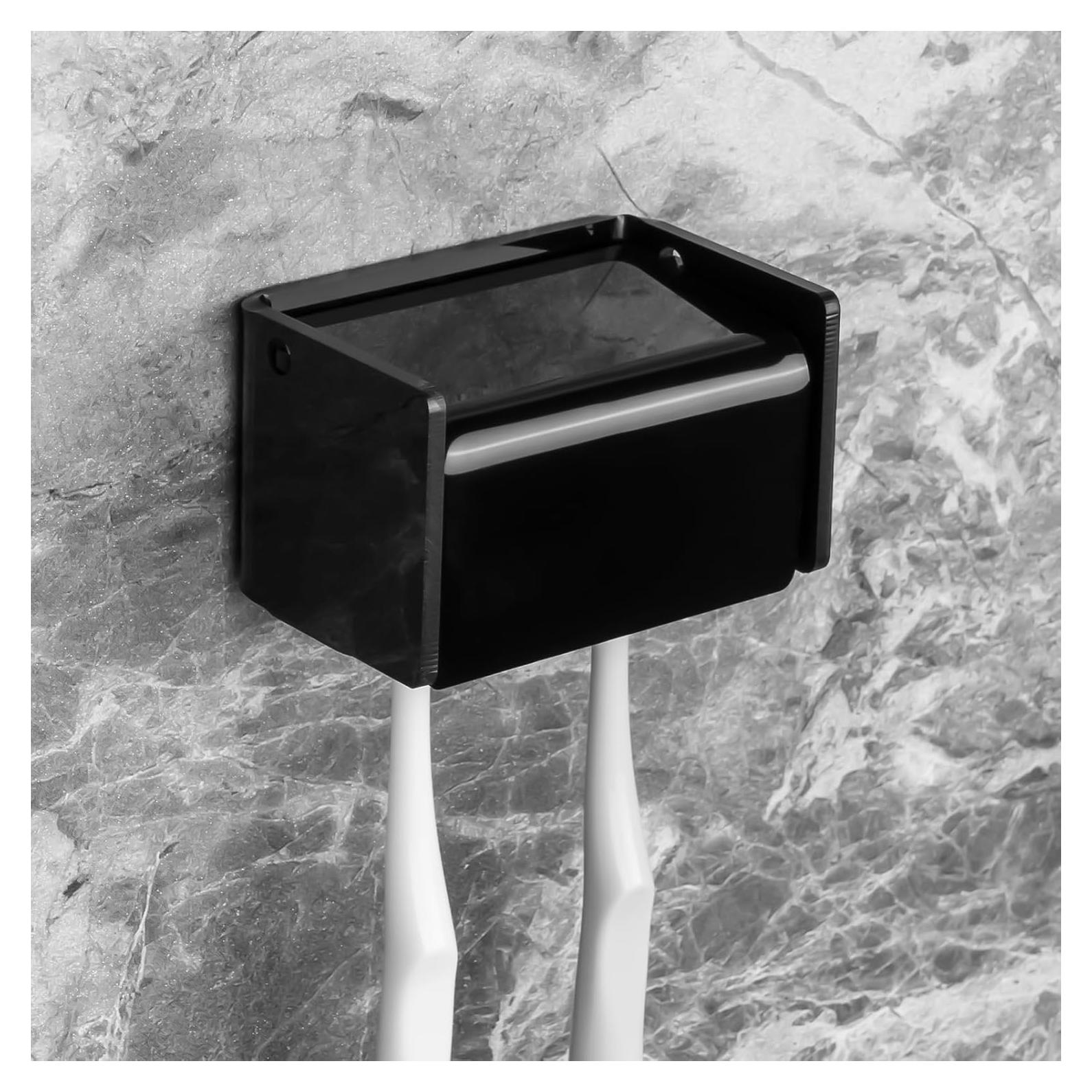 Soporte de Cepillos de Dientes Montado en Pared LUEXBOX Negro