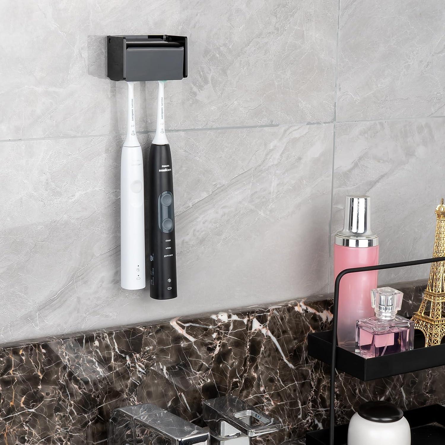 Soporte de Cepillos de Dientes Montado en Pared LUEXBOX Negro