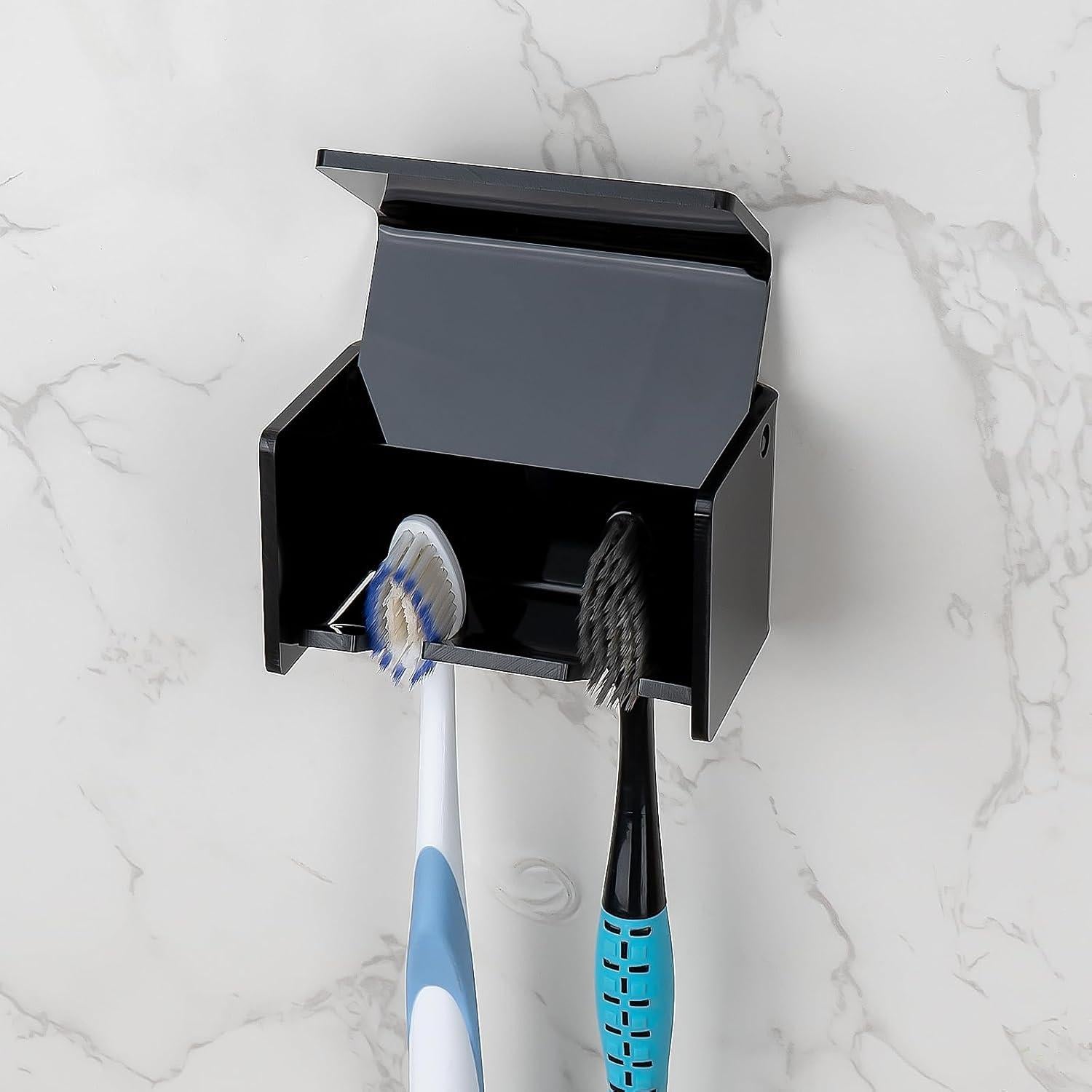 Soporte de Cepillos de Dientes Montado en Pared LUEXBOX Negro