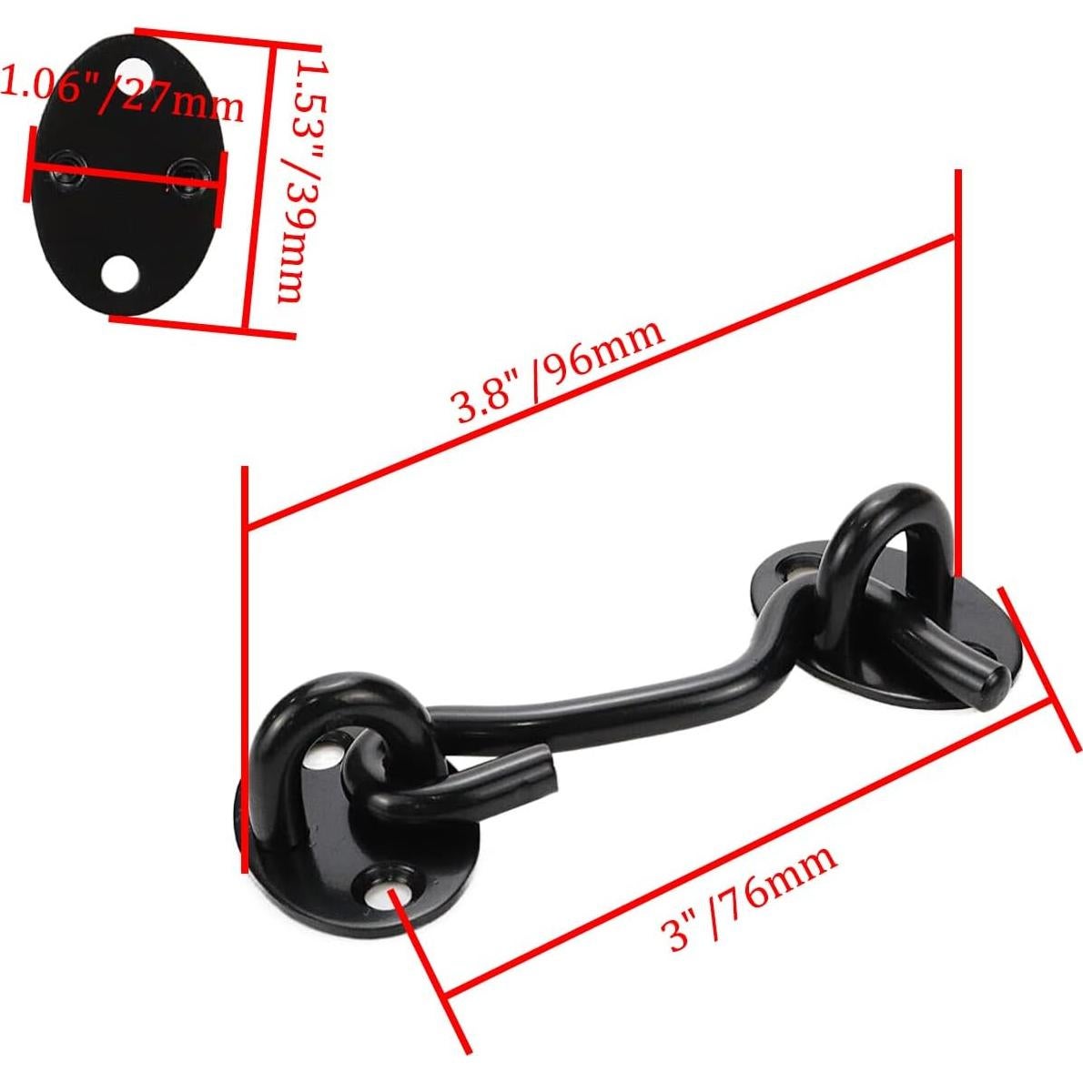 Pestillo de Gancho Ocular Rannb 3 Pulgadas Acero Inoxidable Negro - 4 Pcs