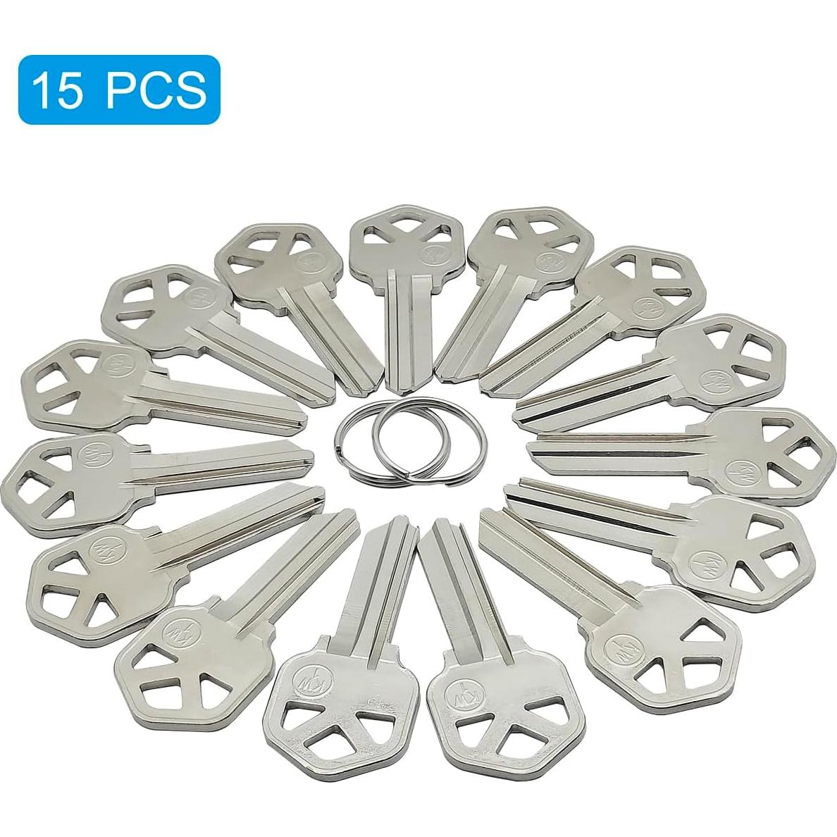 Paquete de 15 Llaves en Blanco KW1 de Latón para Cerraduras