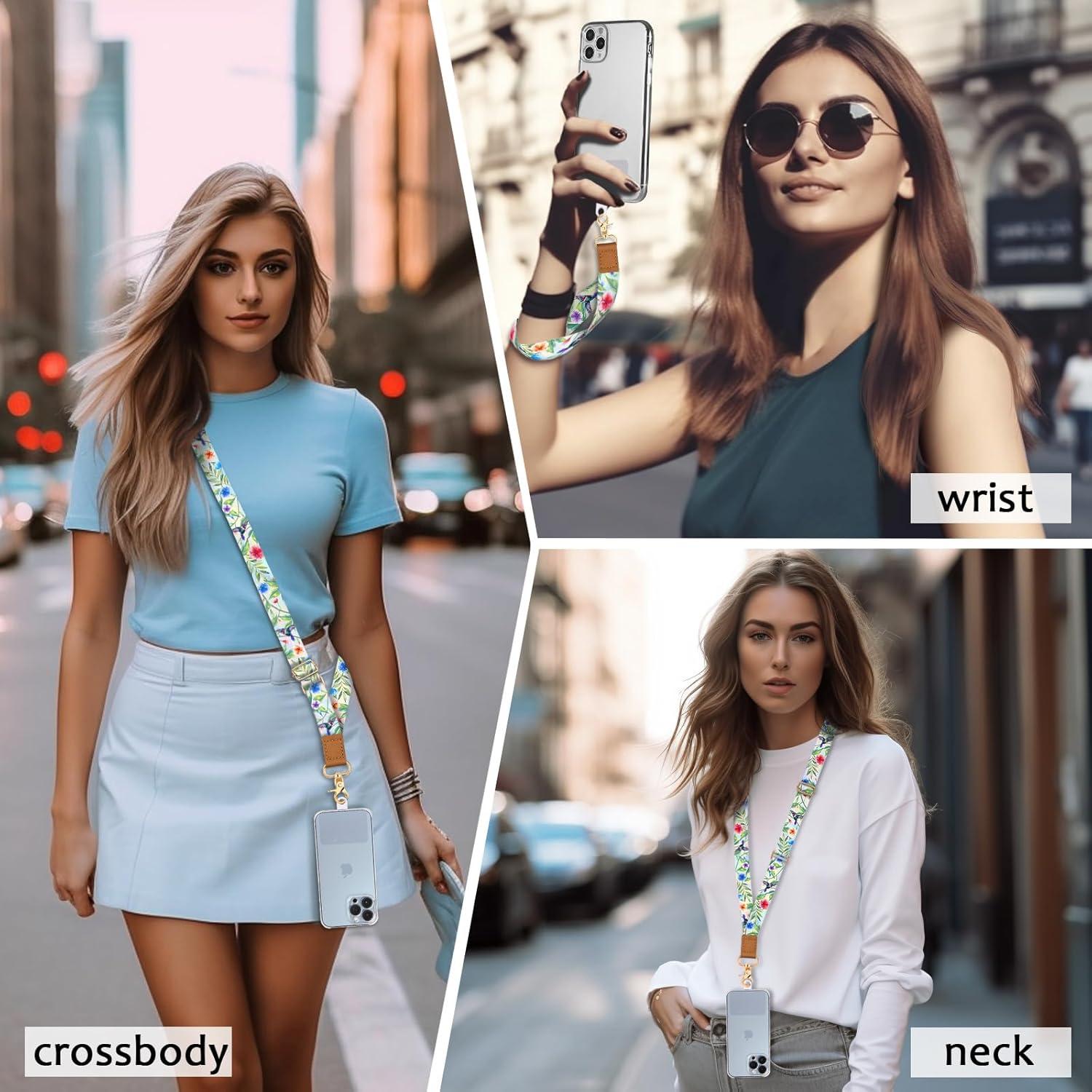 Correa cruzada ajustable Piefly para teléfono y llaves - Diseño floral