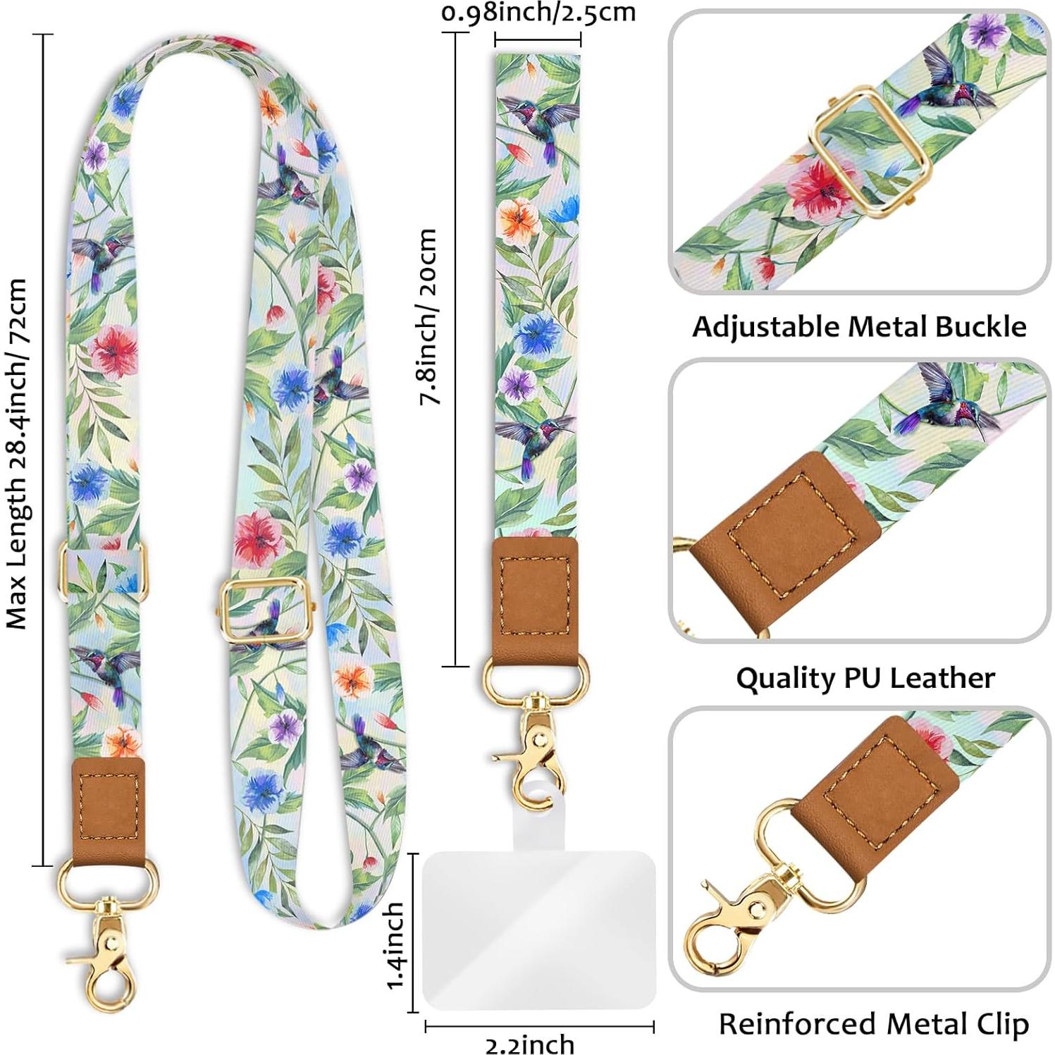 Correa cruzada ajustable Piefly para teléfono y llaves - Diseño floral