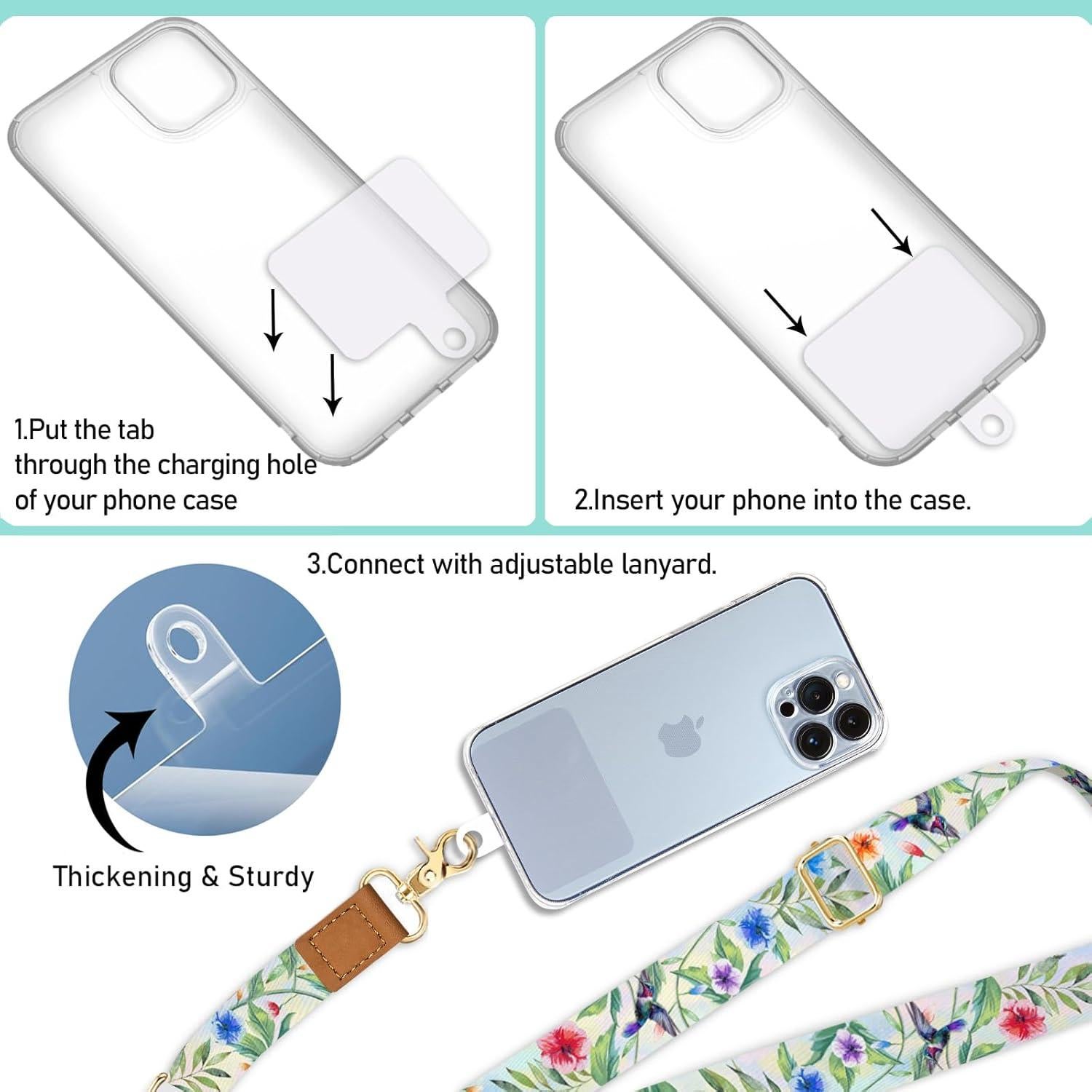 Correa cruzada ajustable Piefly para teléfono y llaves - Diseño floral