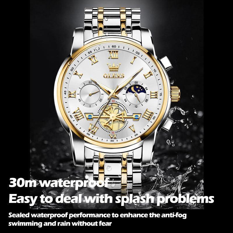 Reloj OLEVS para Hombres Acero Inoxidable Impermeable