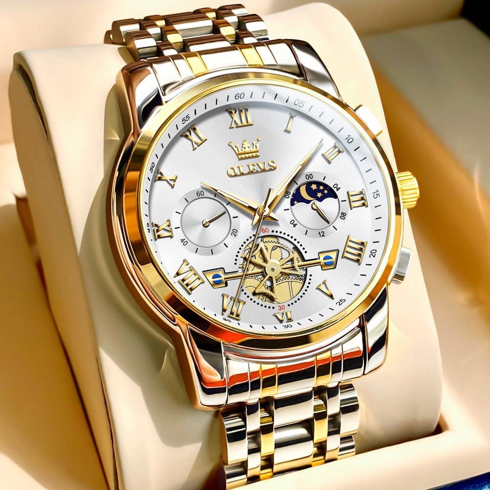 Reloj OLEVS para Hombres Acero Inoxidable Impermeable