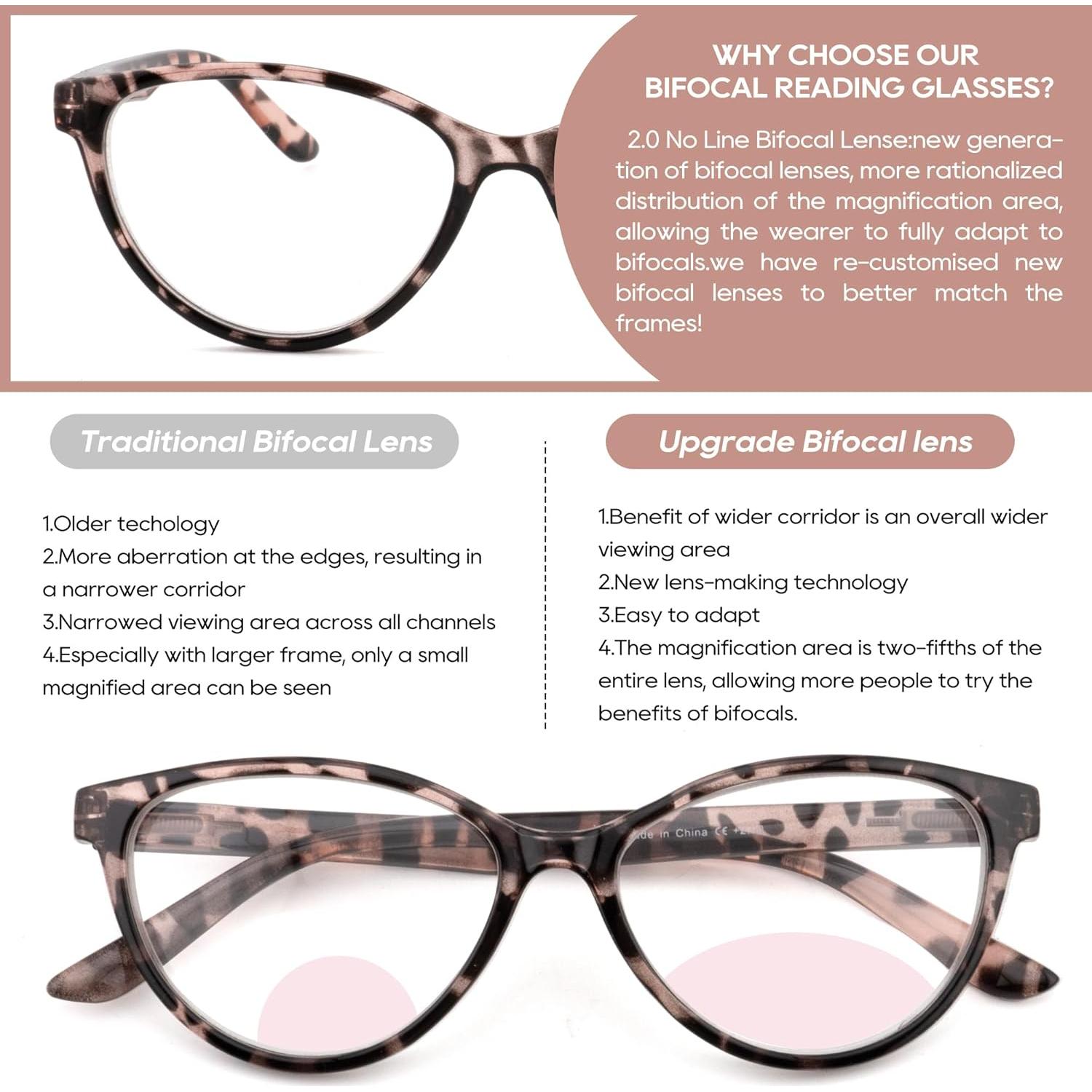 Paquete de 3 Gafas Bifocales Ryegis 1.5x Anti Luz Azul