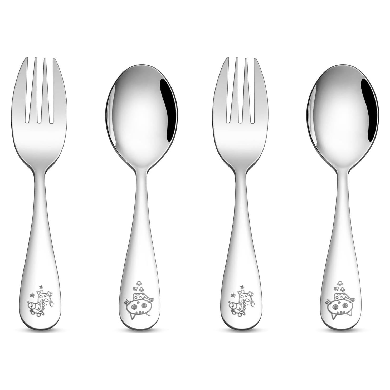 Set de Cubiertos para Niños TeamFar - 4 Piezas Acero Inoxidable