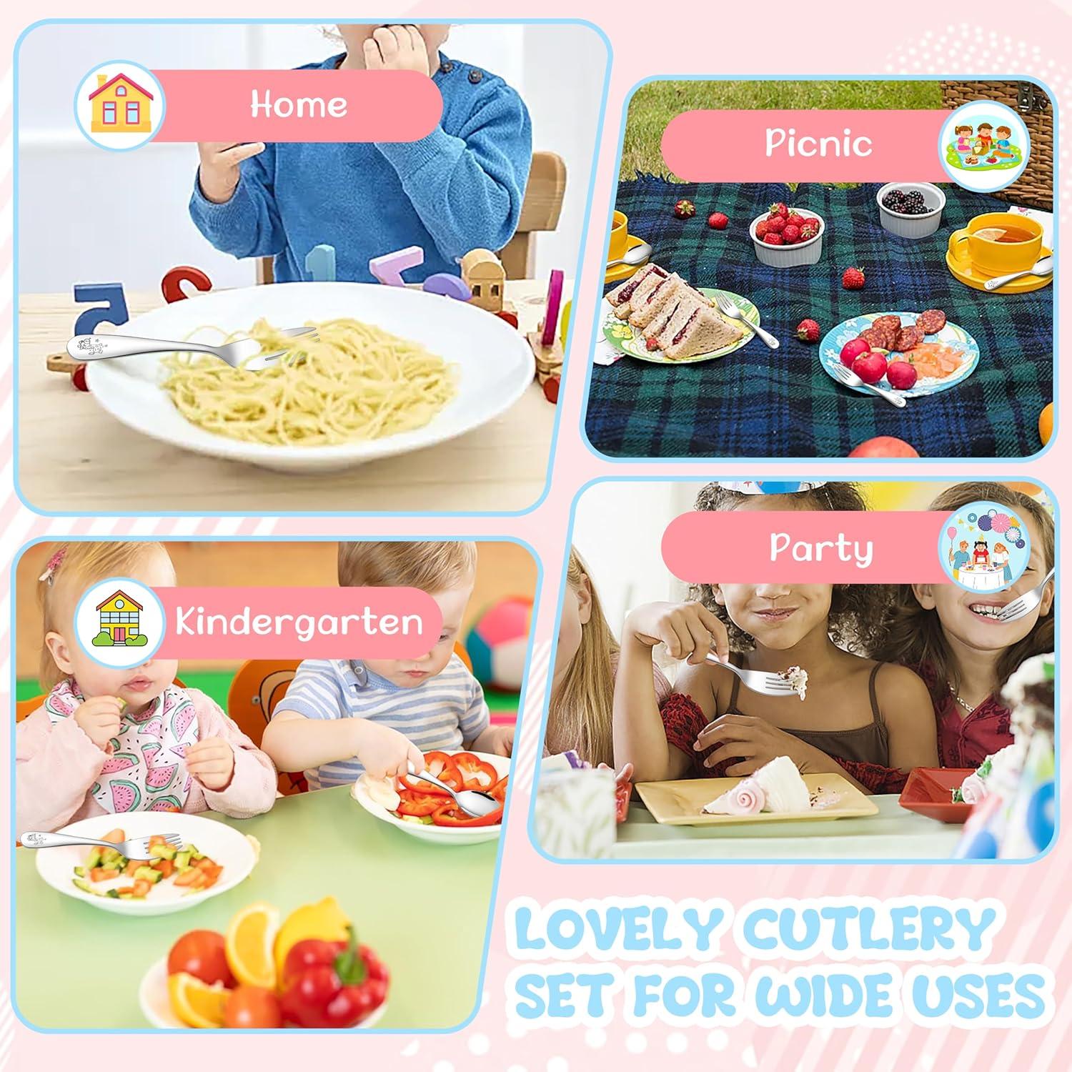 Set de Cubiertos para Niños TeamFar - 4 Piezas Acero Inoxidable