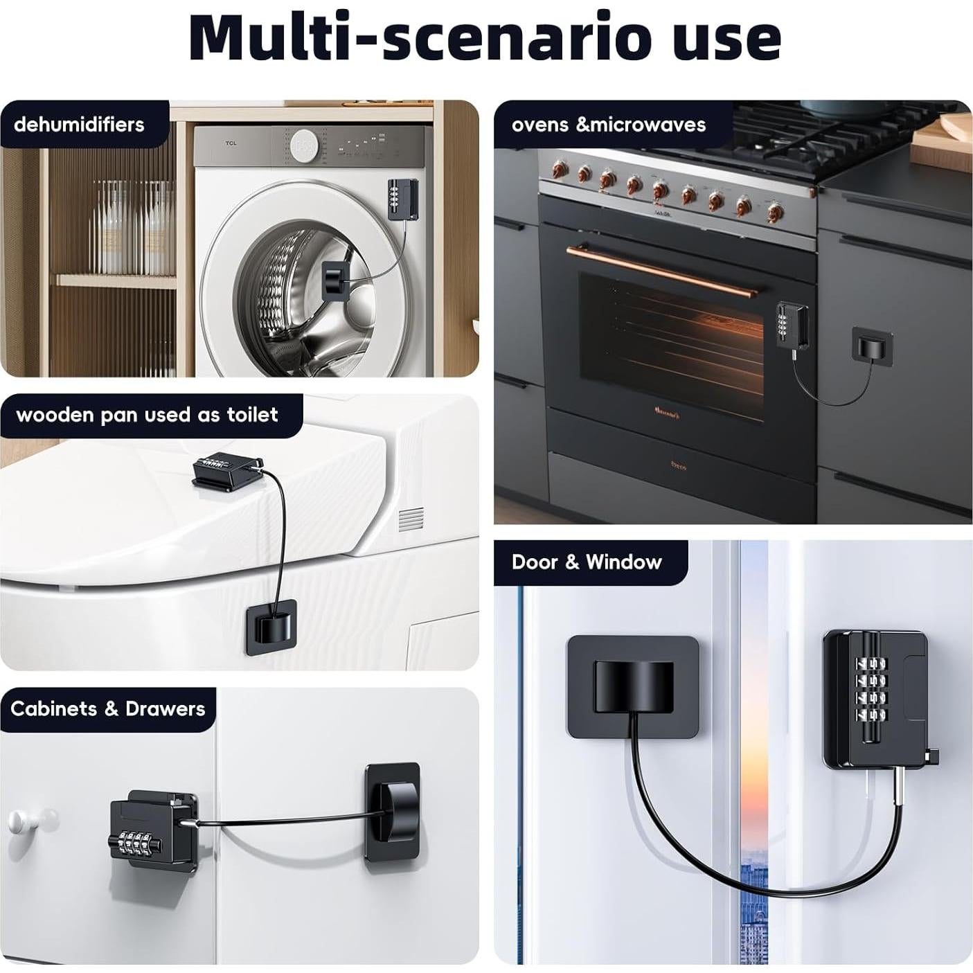 Candados para Refrigerador a Prueba de Niños 2 Paquete Negro