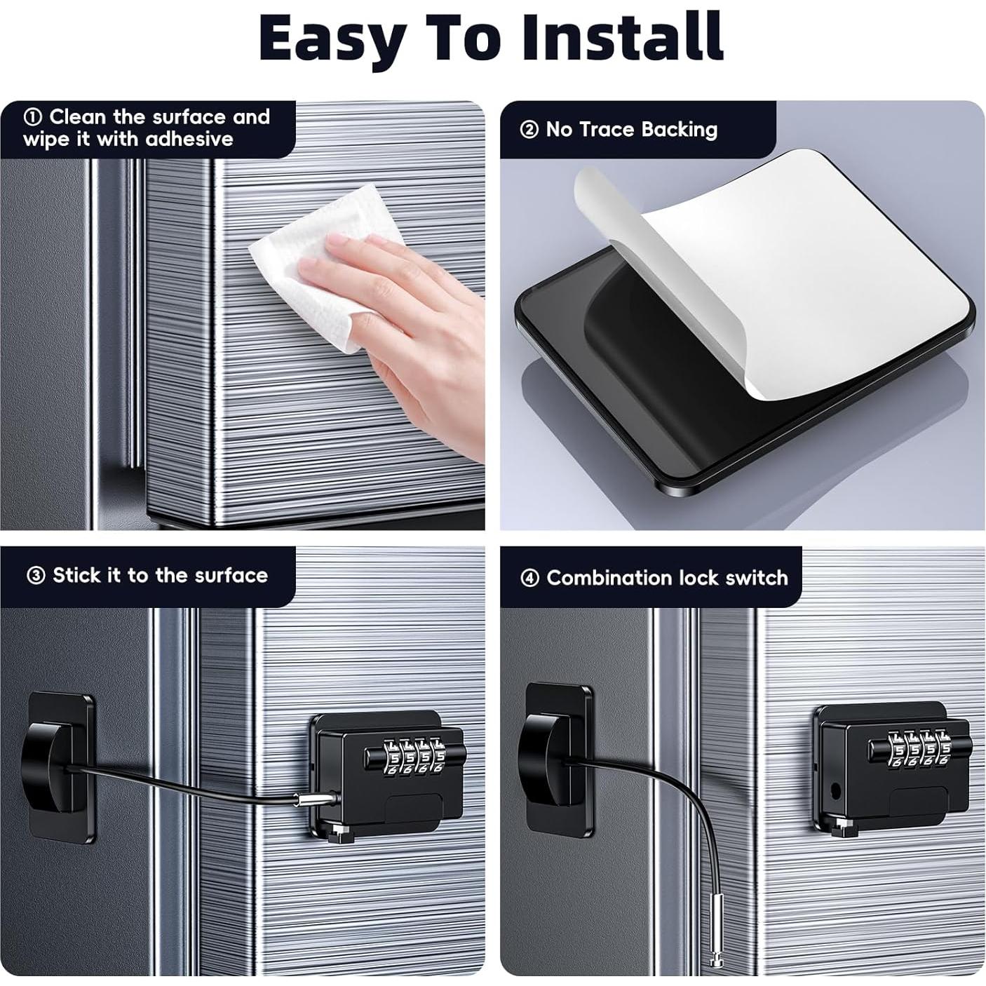 Candados para Refrigerador a Prueba de Niños 2 Paquete Negro