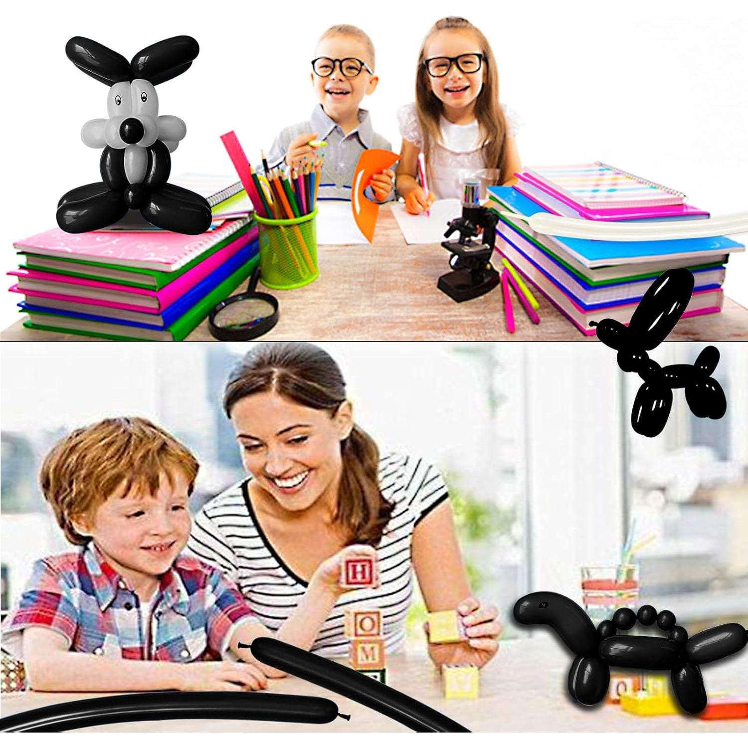 100 Globos Largos Negros 260Q para Modelado y Decoración