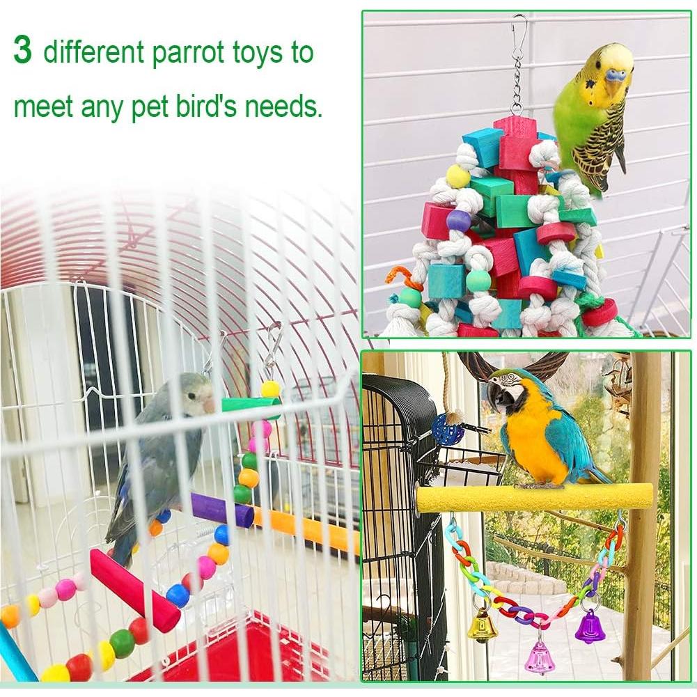 Juguetes para Aves Grandes PETUOL - 3 PCS para Loros y Cacatúes