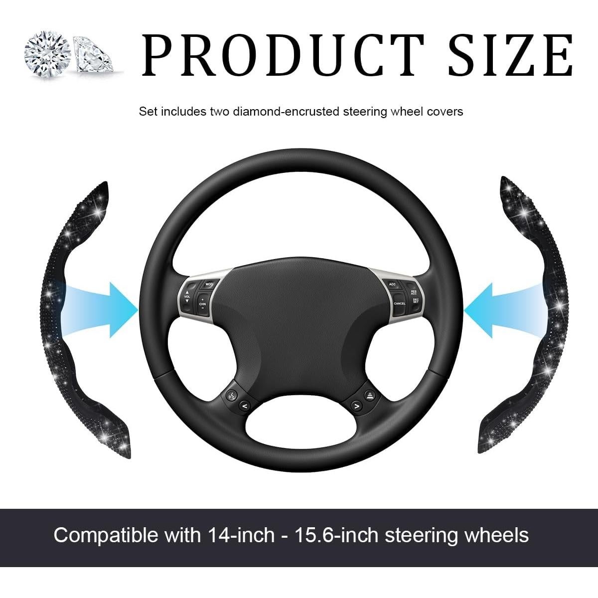 Funda de Volante Yourkar 15" Antideslizante Cristal Diamante