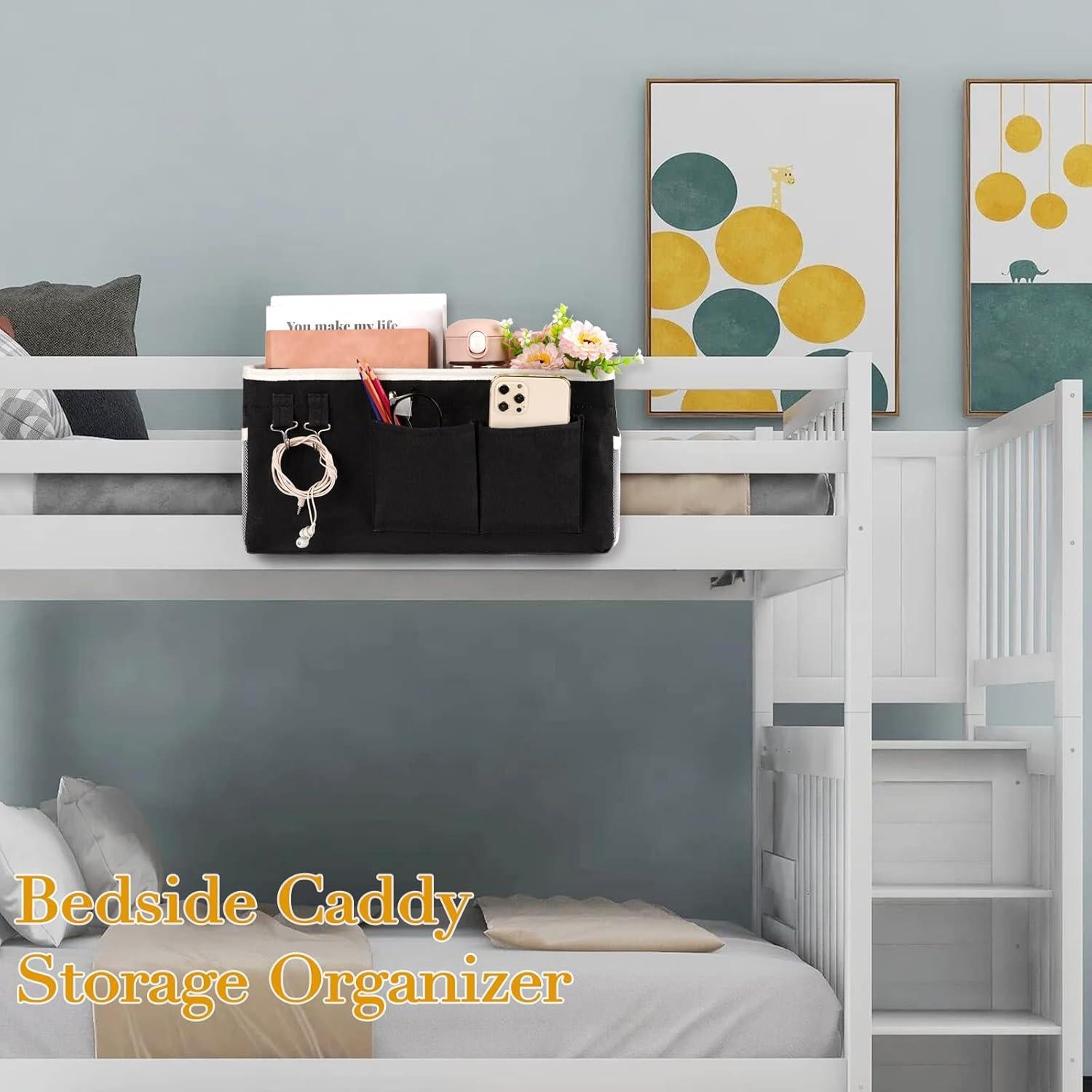 Caddy de Almacenamiento para Cama Ozzptuu 2PC Negro 37x12x20cm