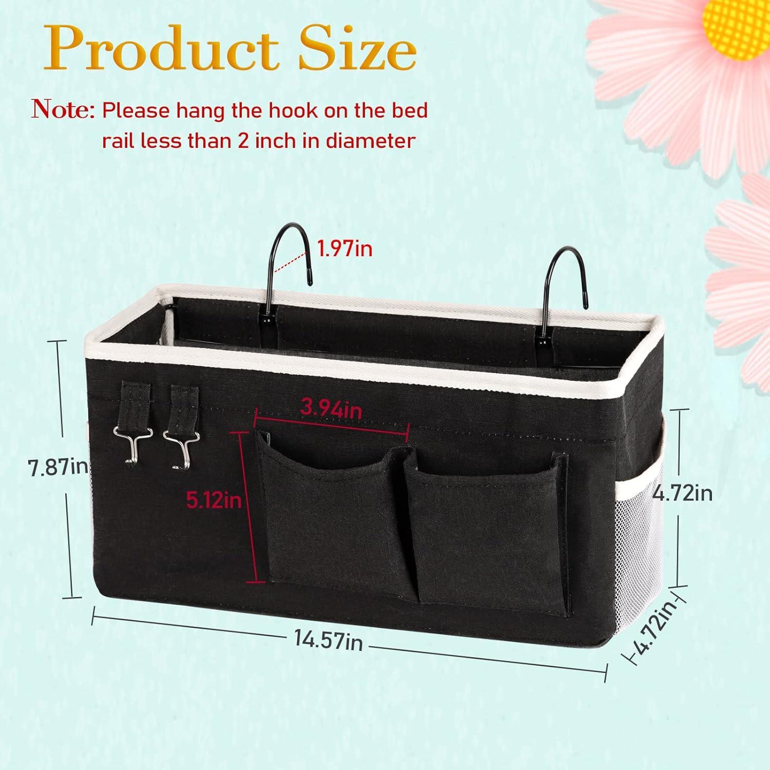 Caddy de Almacenamiento para Cama Ozzptuu 2PC Negro 37x12x20cm