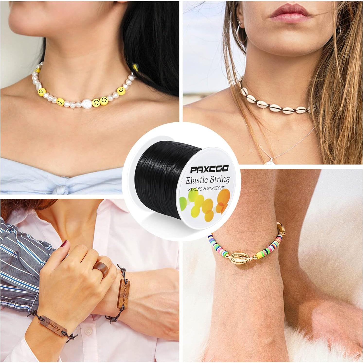 Cuerda Elástica Negra Paxcoo 99.7m 0.7mm para Joyería