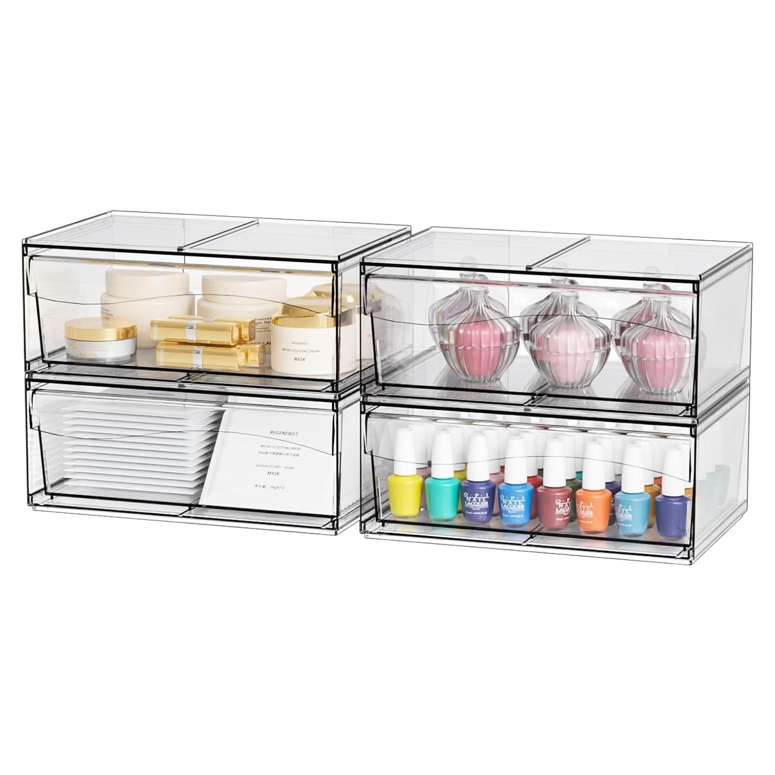 Organizador de Cajones Apilables Yieach - 4 Piezas Acrílico 30.48 cm