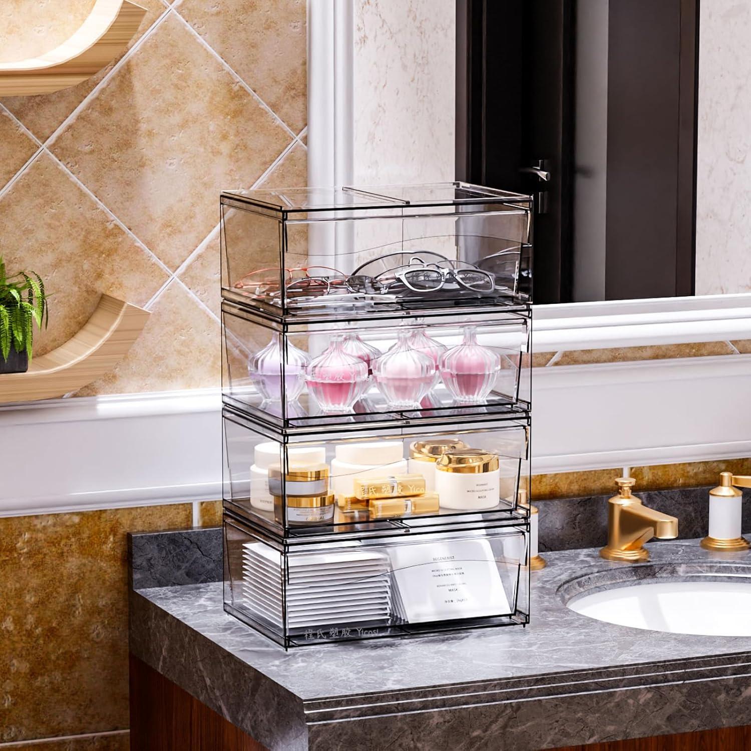 Organizador de Cajones Apilables Yieach - 4 Piezas Acrílico 30.48 cm