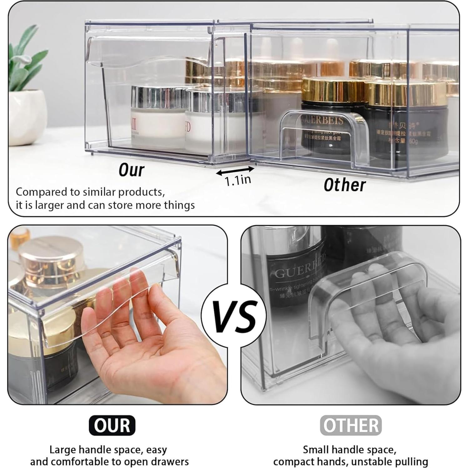 Organizador de Cajones Apilables Yieach - 4 Piezas Acrílico 30.48 cm