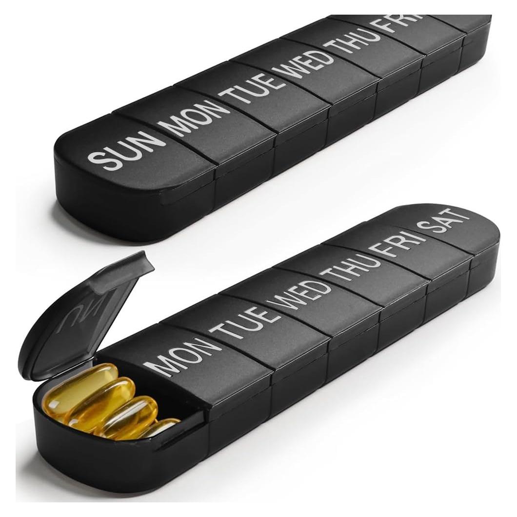 Organizador de Pastillas Semanal 2 PCS JUNIPLTER Negro