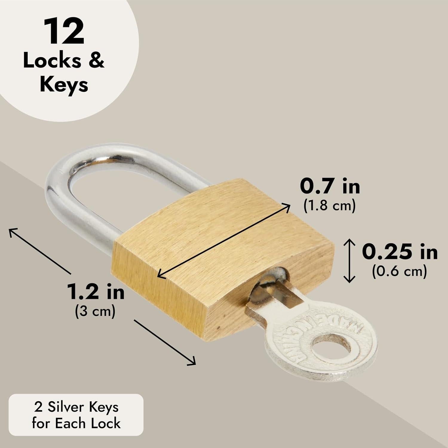 Juvale Mini Candados de Seguridad con Llaves - 12 Piezas 1.78cm