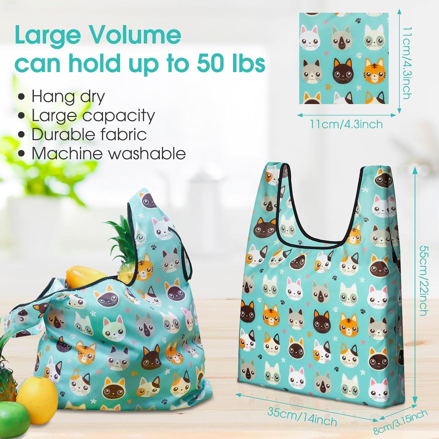 Juego de 12 Bolsas de Compras Reutilizables Gato Teenyyou