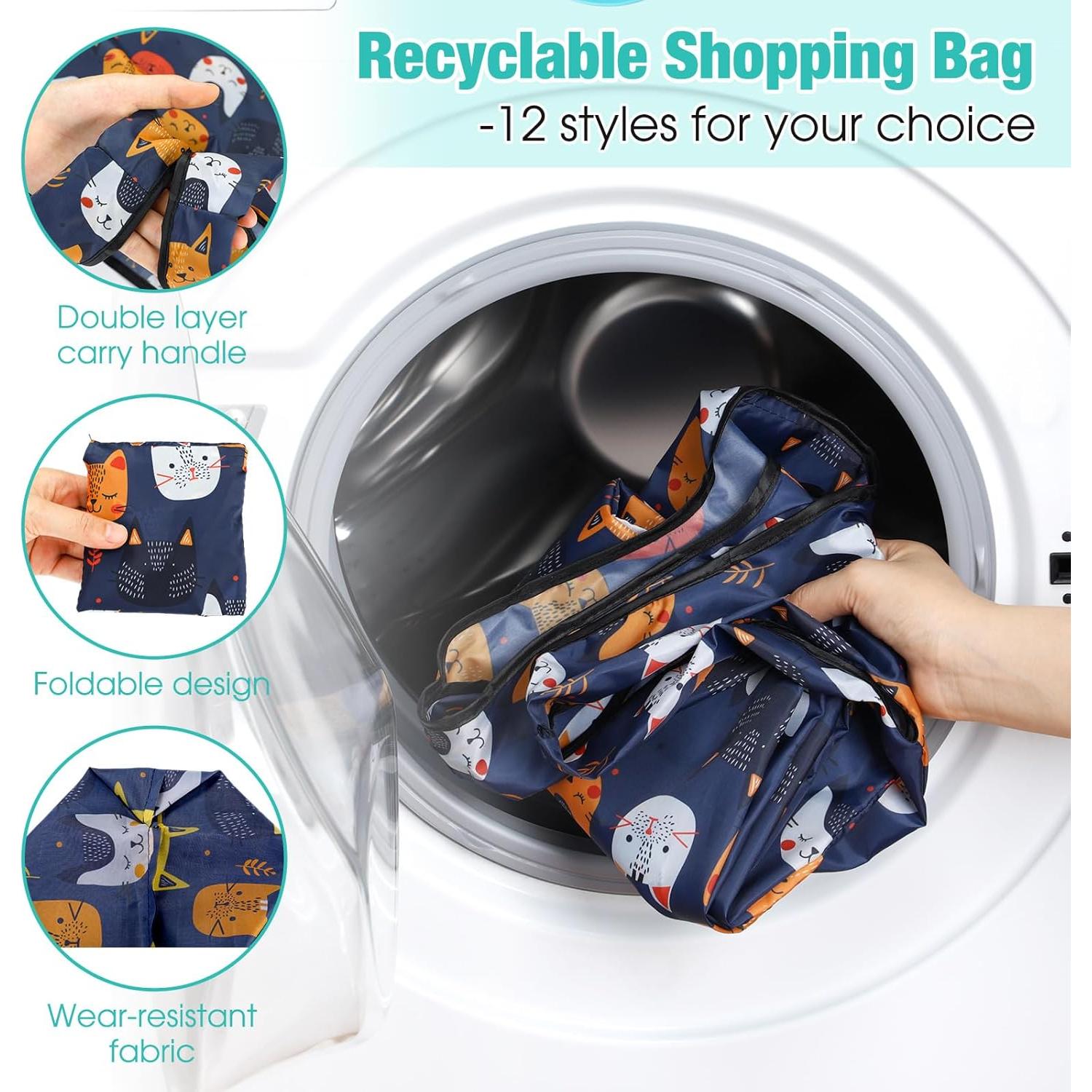 Juego de 12 Bolsas de Compras Reutilizables Gato Teenyyou