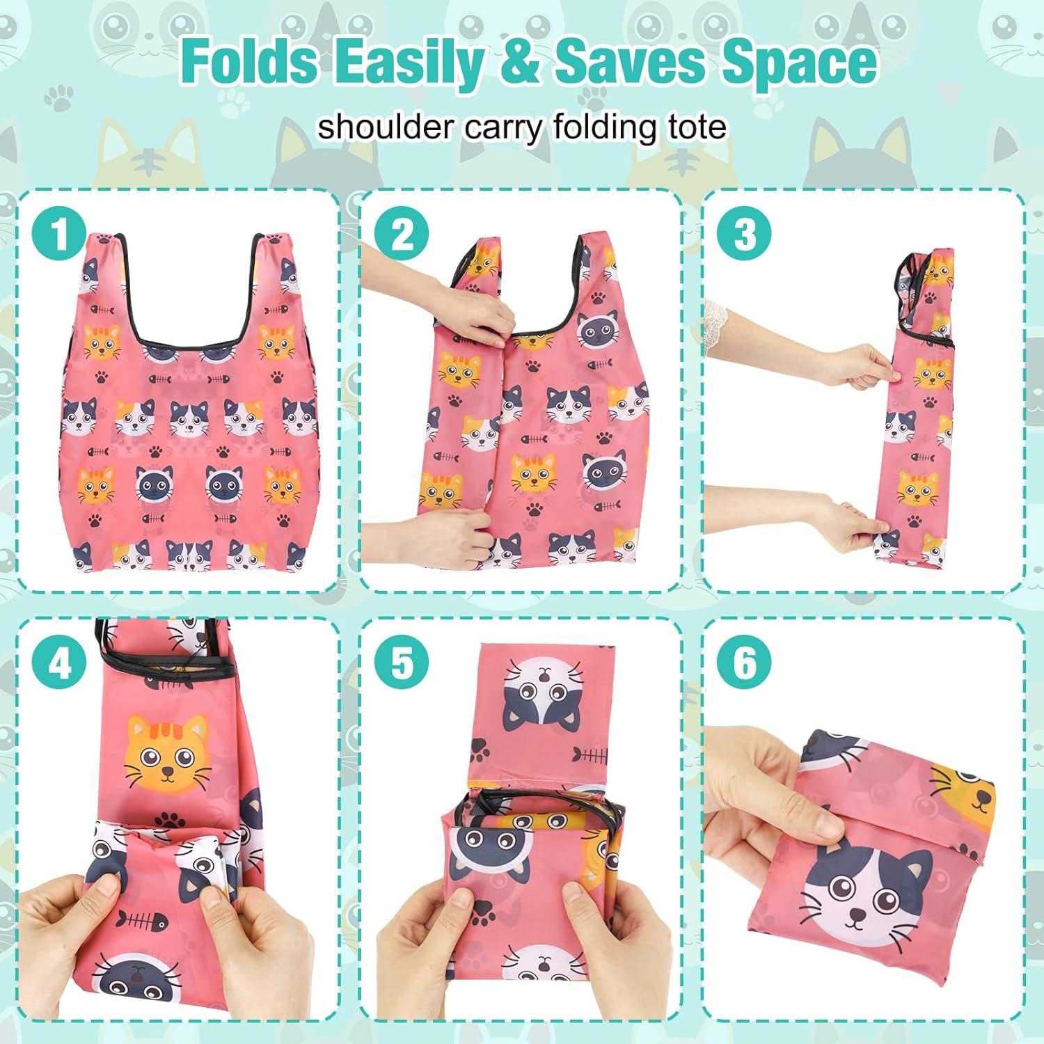 Juego de 12 Bolsas de Compras Reutilizables Gato Teenyyou