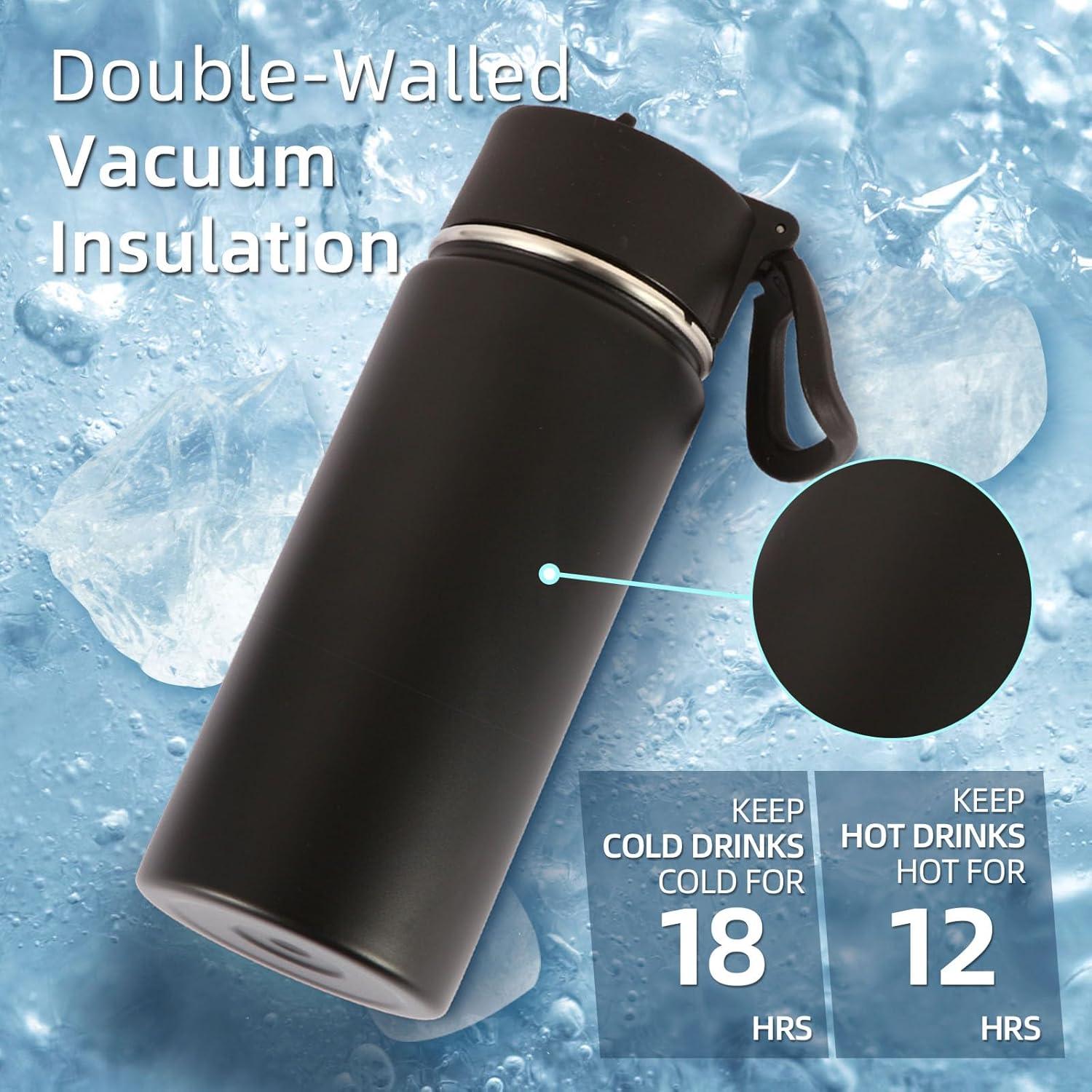 Botella de Agua Aislada Volhoply 450ml para Niños con Popote