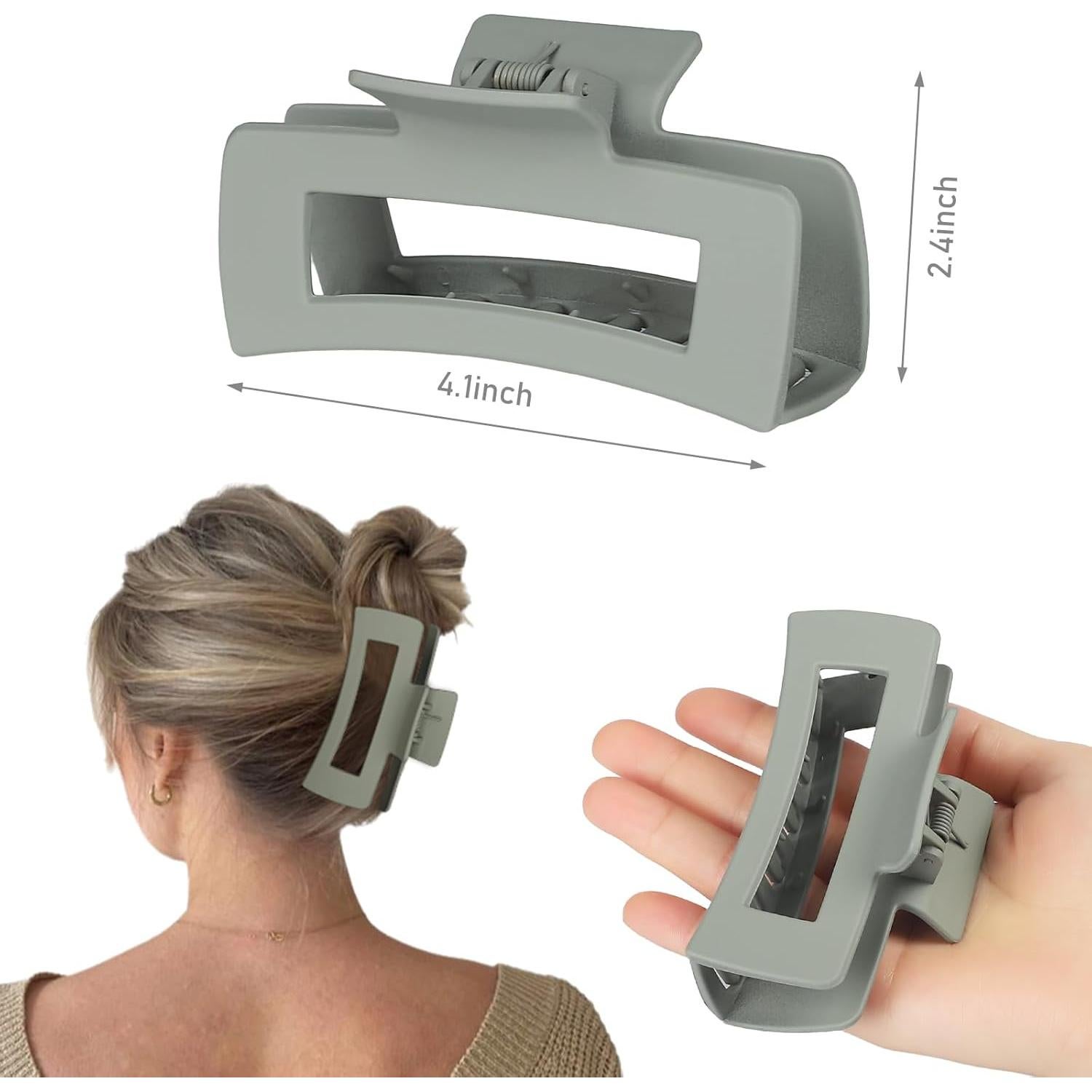 Clips de Cabello Grande CHANDAT 10.4 cm 8 Pzs Diseño Cuadrado