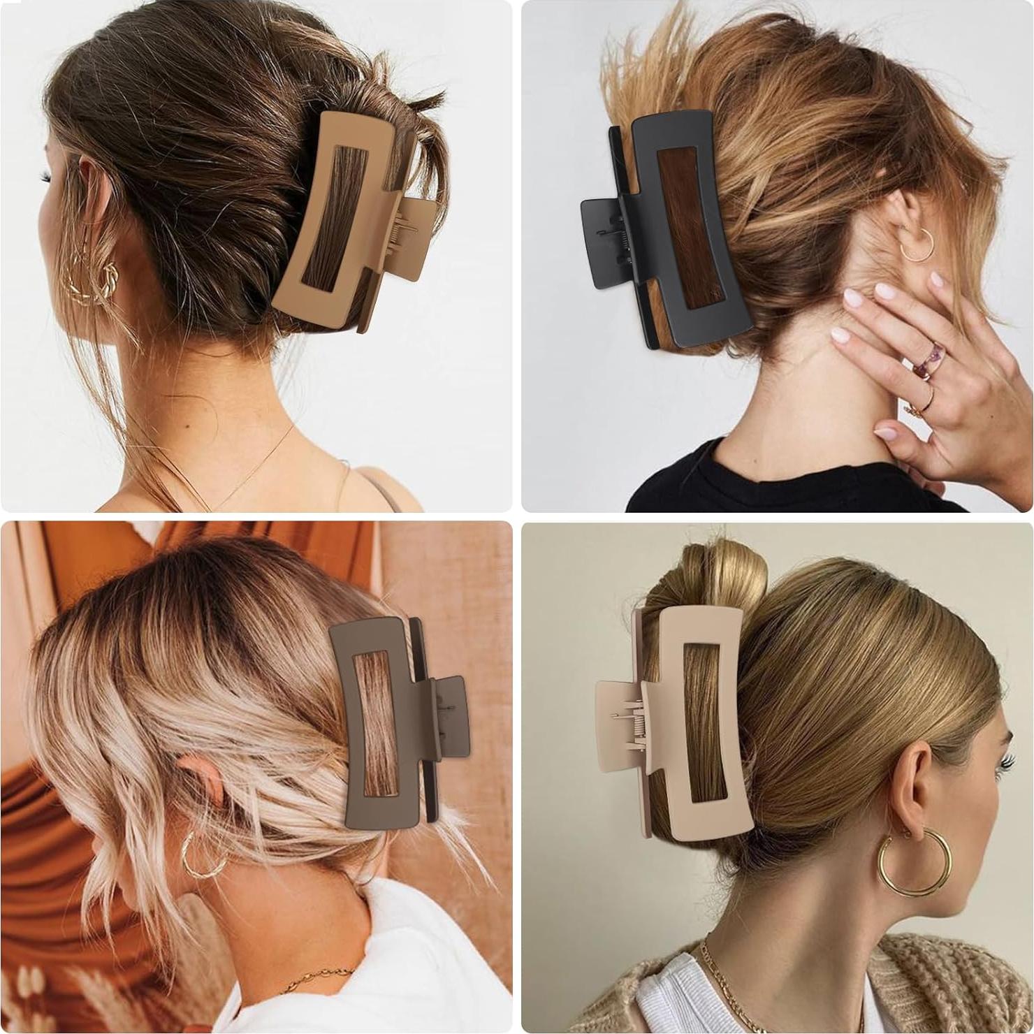 Clips de Cabello Grande CHANDAT 10.4 cm 8 Pzs Diseño Cuadrado