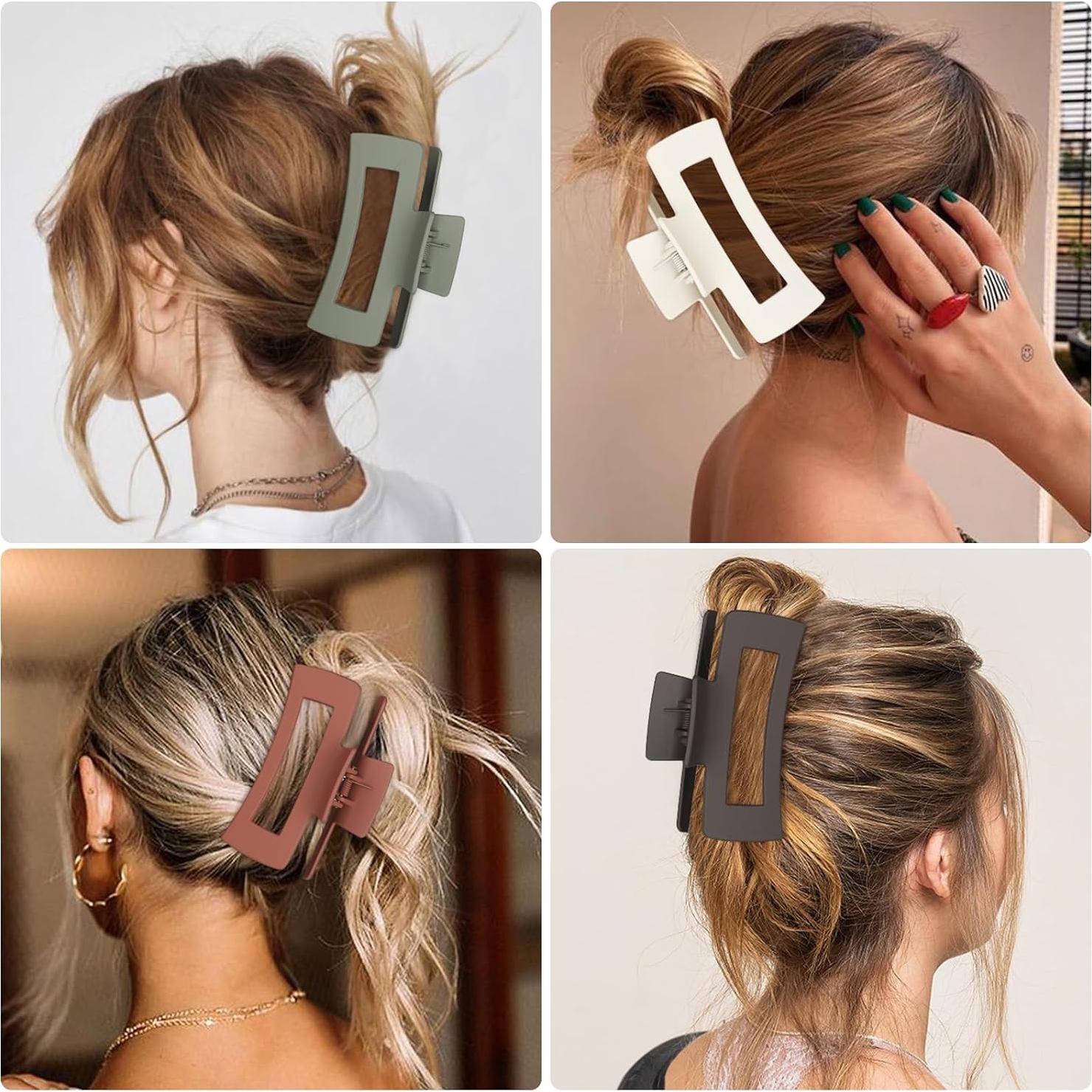 Clips de Cabello Grande CHANDAT 10.4 cm 8 Pzs Diseño Cuadrado