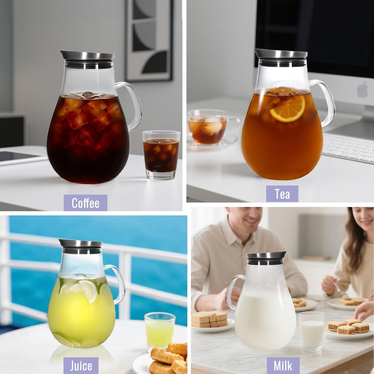 Jarra de vidrio WARMSIMPLE 1.5L con tapa y pico a prueba de fugas