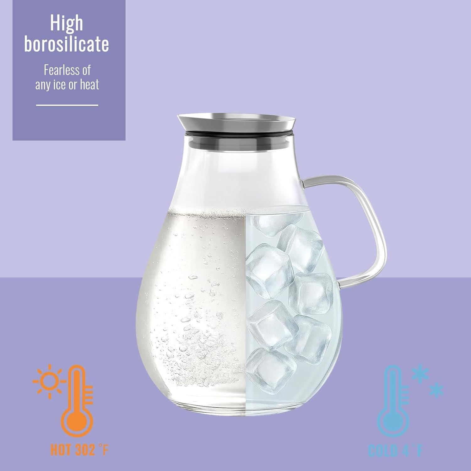 Jarra de vidrio WARMSIMPLE 1.5L con tapa y pico a prueba de fugas